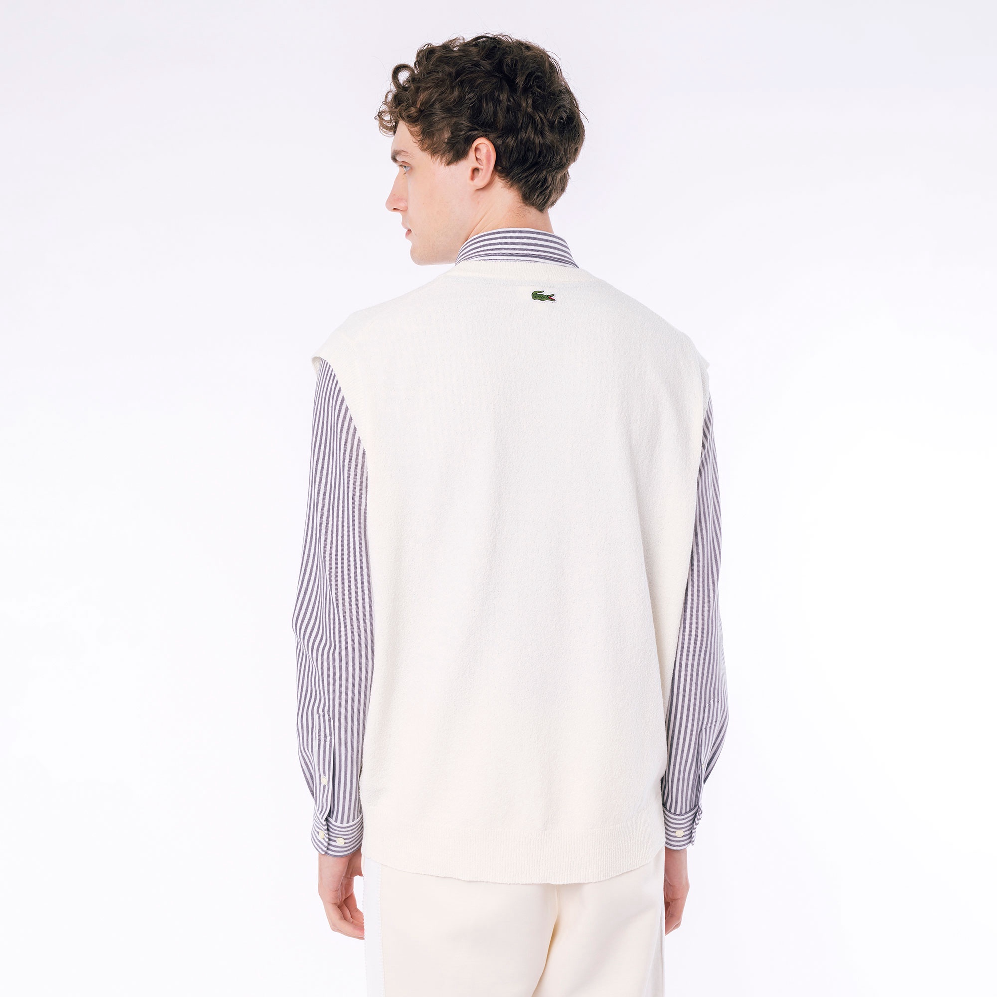 【極美品】ラコステ LACOSTE フード付きニットベスト （グレー） ラコステ LACOSTE Karl Karl Vネックニットベスト （グレー