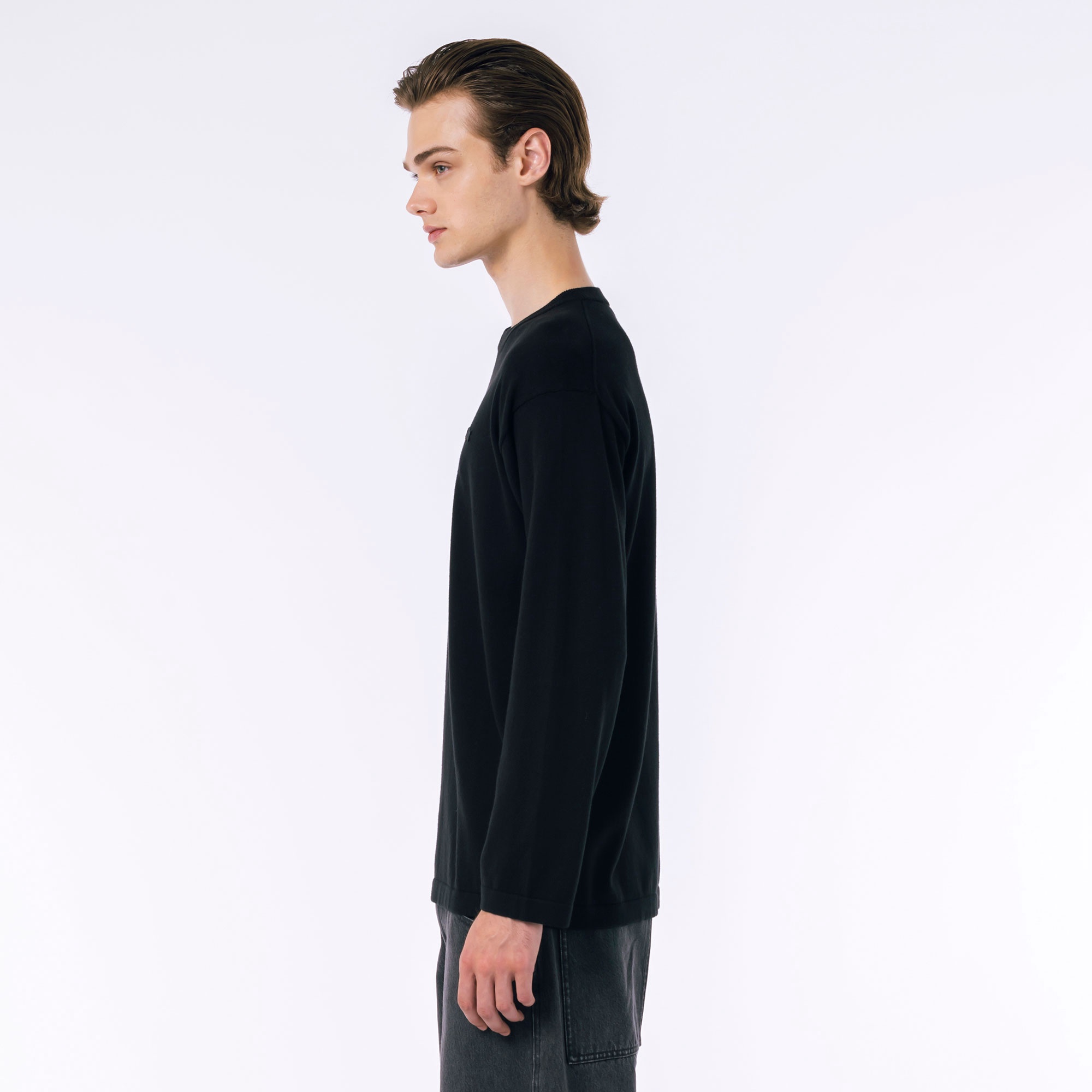 ハイストレッチコットンニット長袖Tシャツ