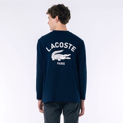 LACOSTE★レタリング長袖Tシャツ ラコステ LACOSTE ベーシックロングスリーブTシャツ （ブラック