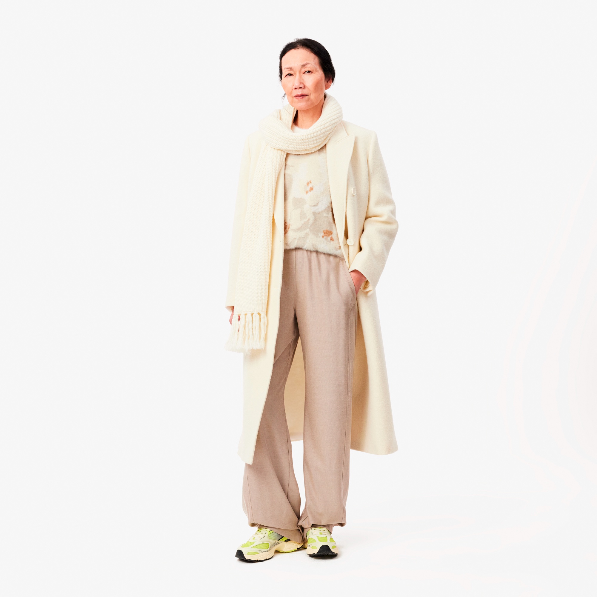 フローラルジャカードシャギーニットセーター