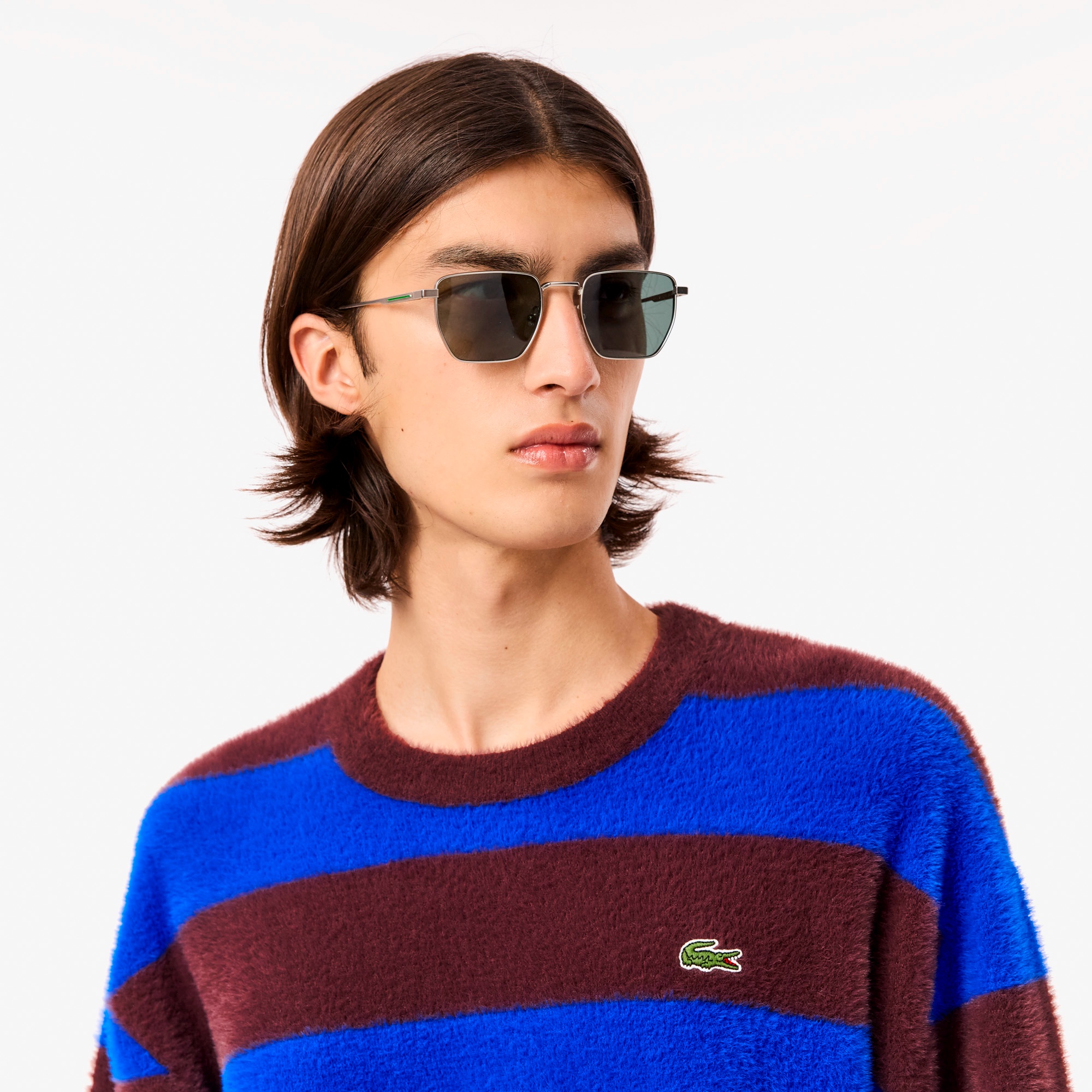 ボーダーシャギーニットセーター