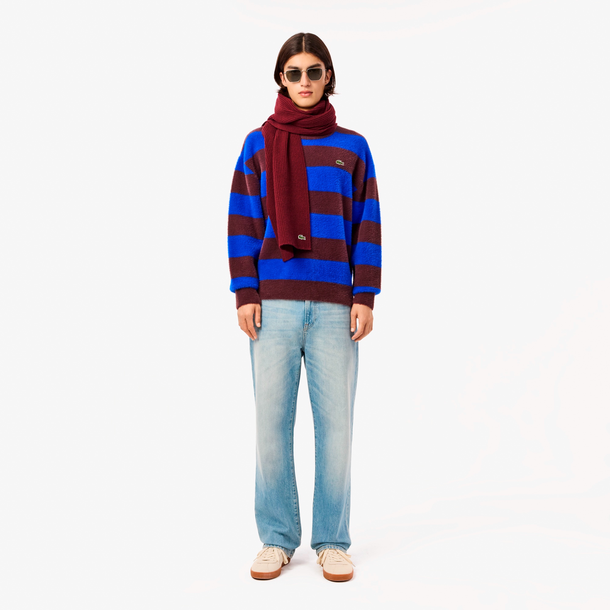 ボーダーシャギーニットセーター