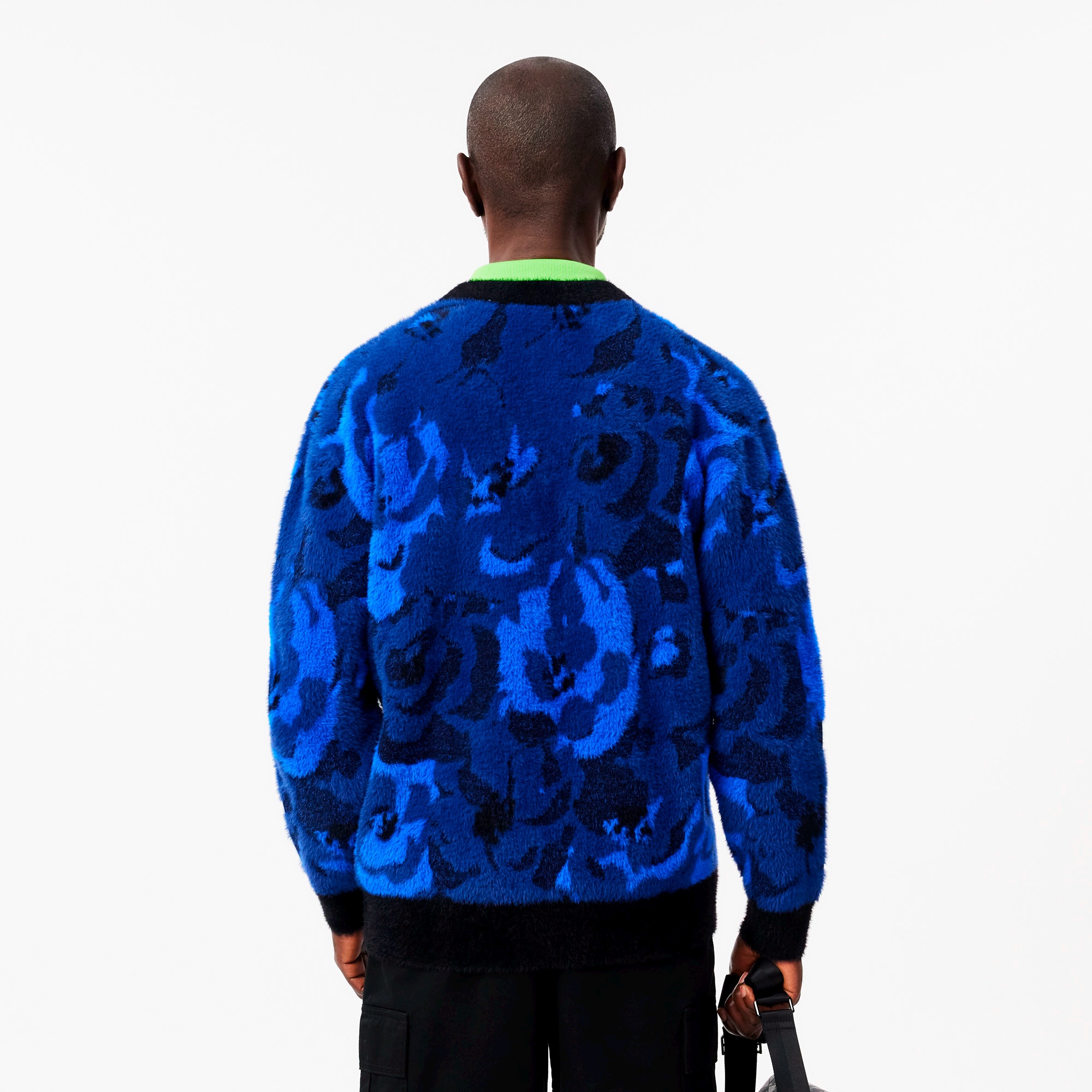 フローラルジャカードシャギーニットカーディガン