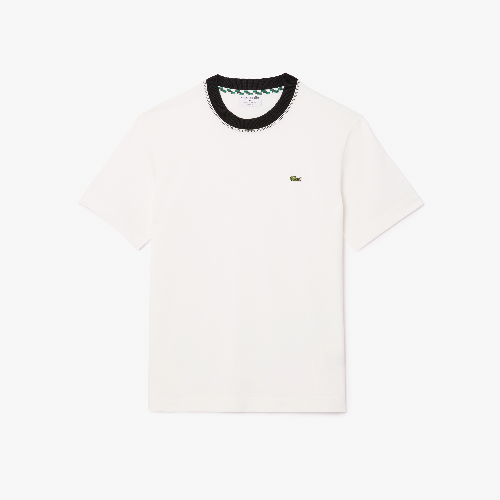 フランスメイド配色ネックワンポイントTシャツ