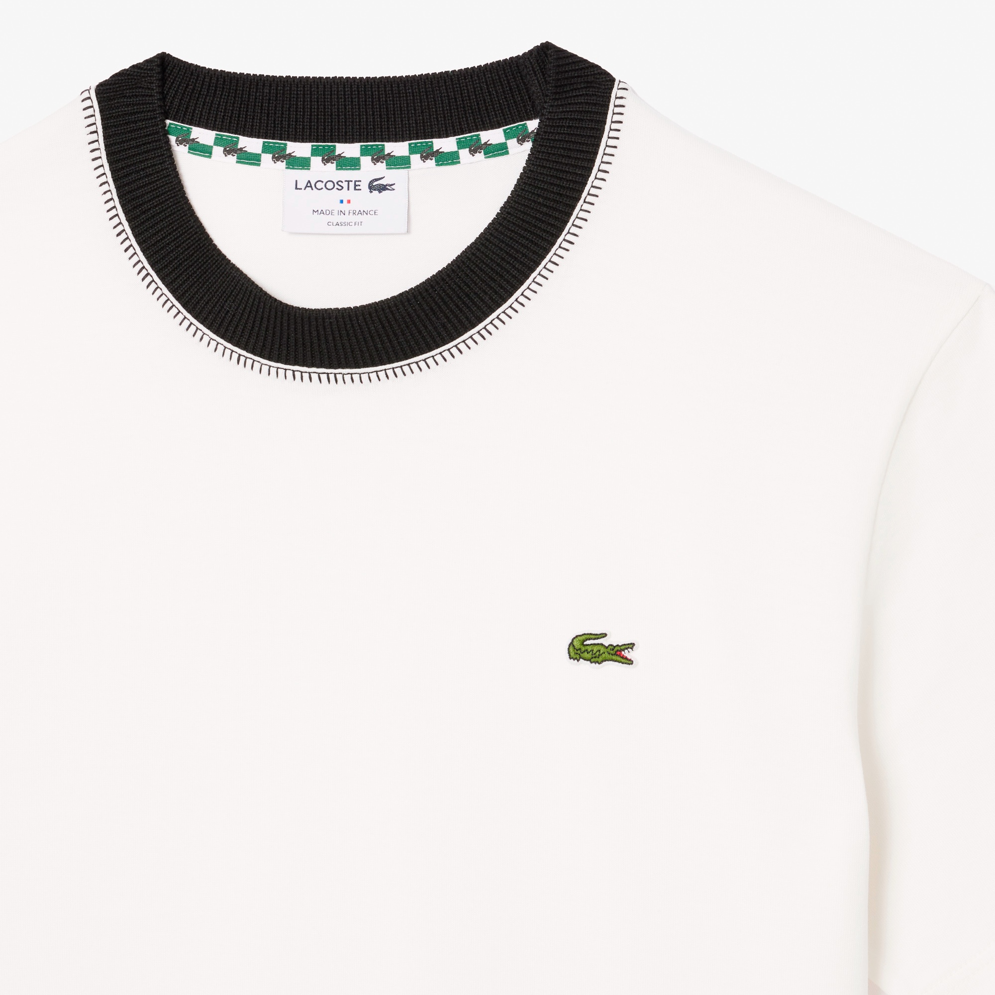 フランスメイド配色ネックワンポイントTシャツ