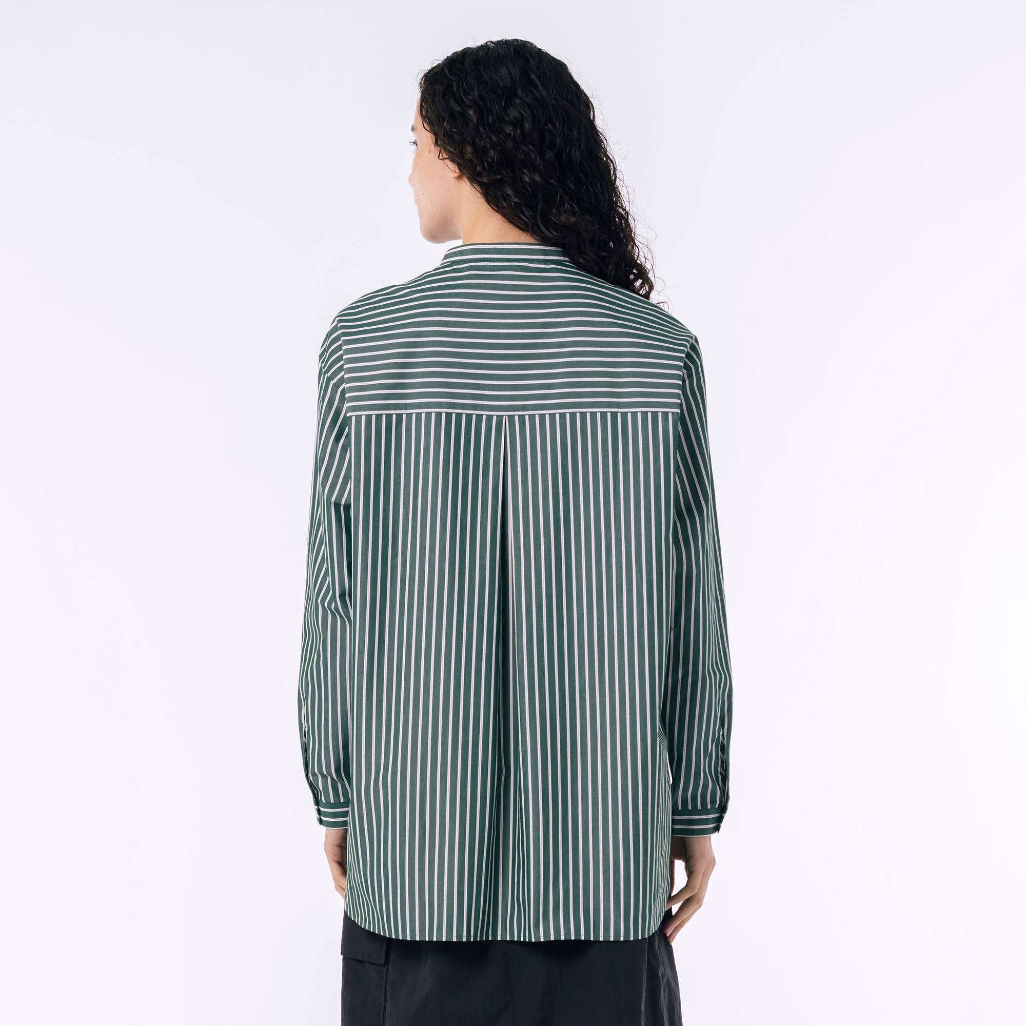 マルチストライプバンドカラーシャツ