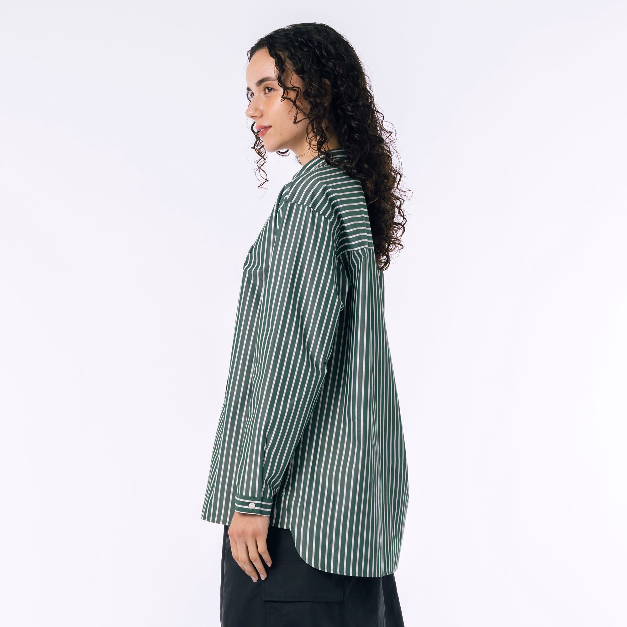 マルチストライプバンドカラーシャツ