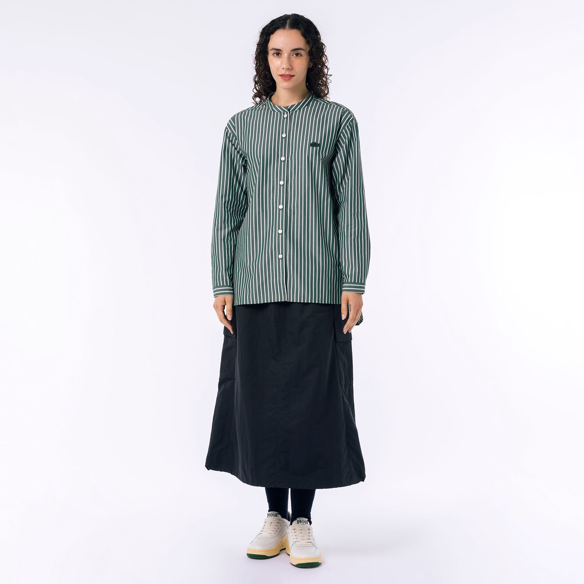 マルチストライプバンドカラーシャツ