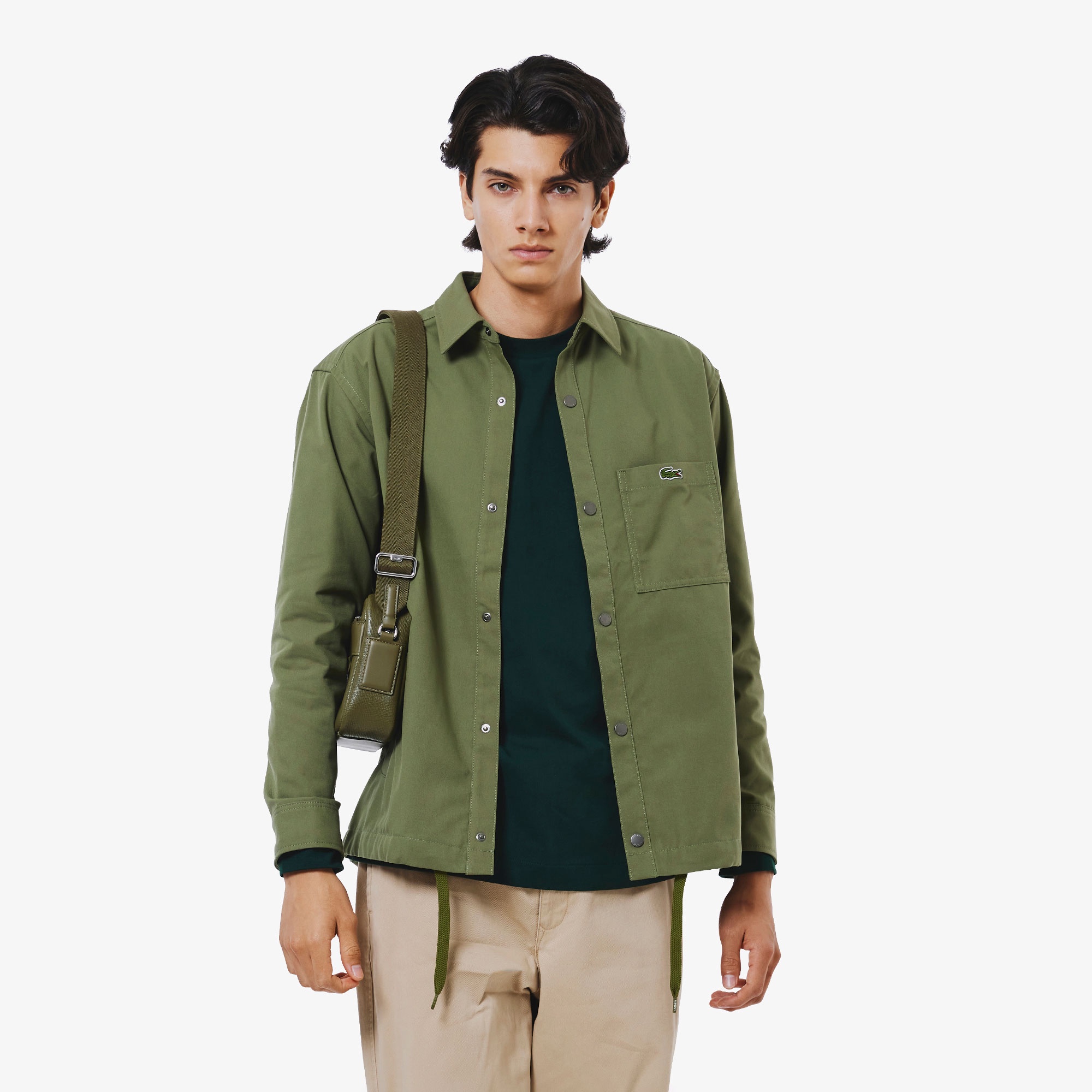 Lacoste MA-1スタイルジャケット ベージュ/カーキ LACOSTE ma1 ma-1 撥水ボンバージャケット / 中綿 MA-1 フライト