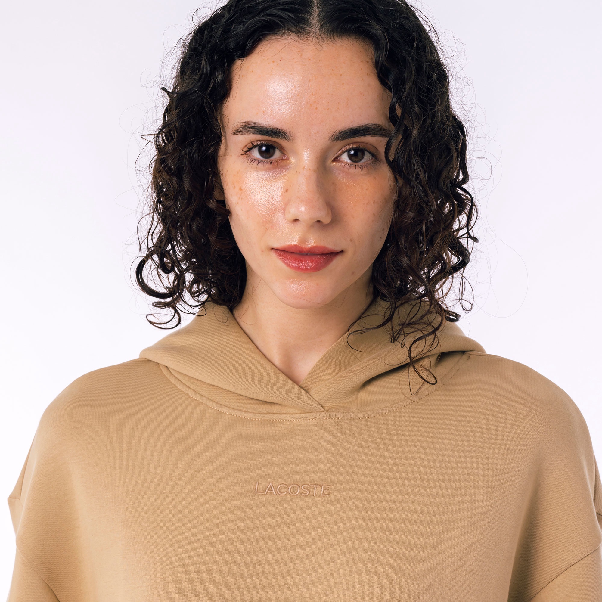 ブランドネームロゴステッチダブルフェイススウェットフーディードレス