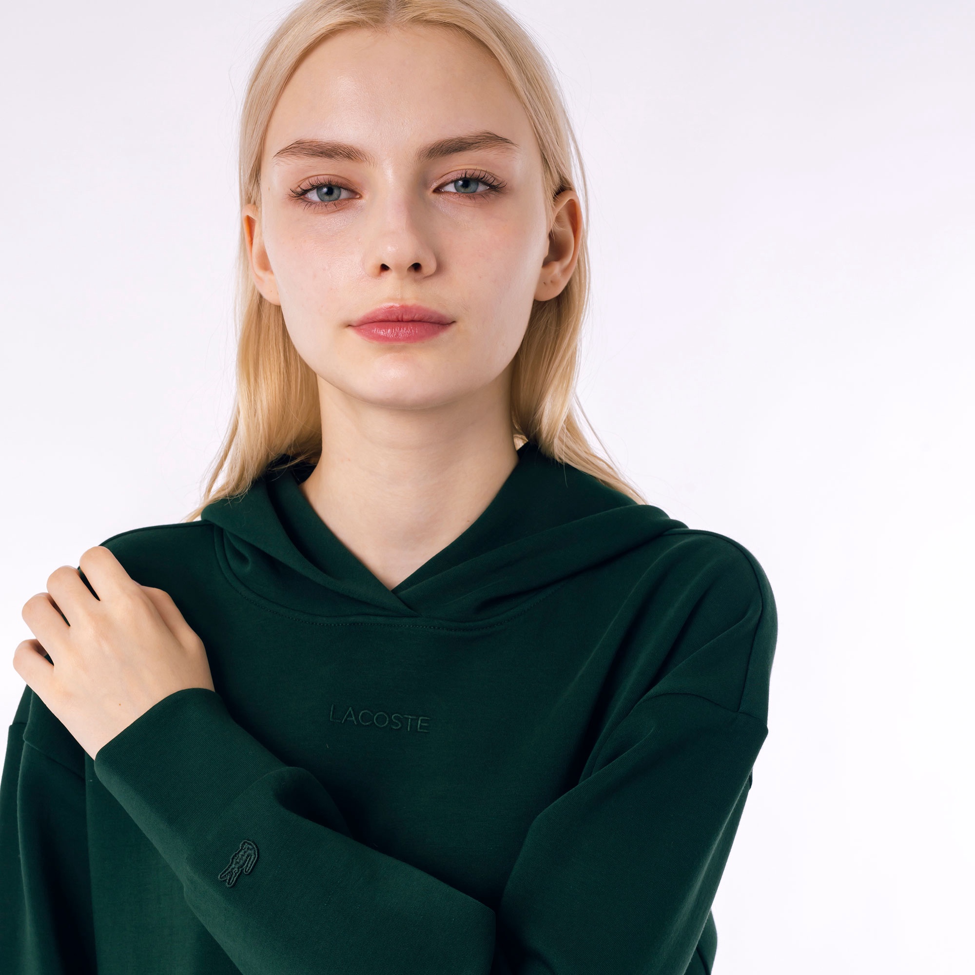 ブランドネームロゴステッチダブルフェイススウェットフーディードレス