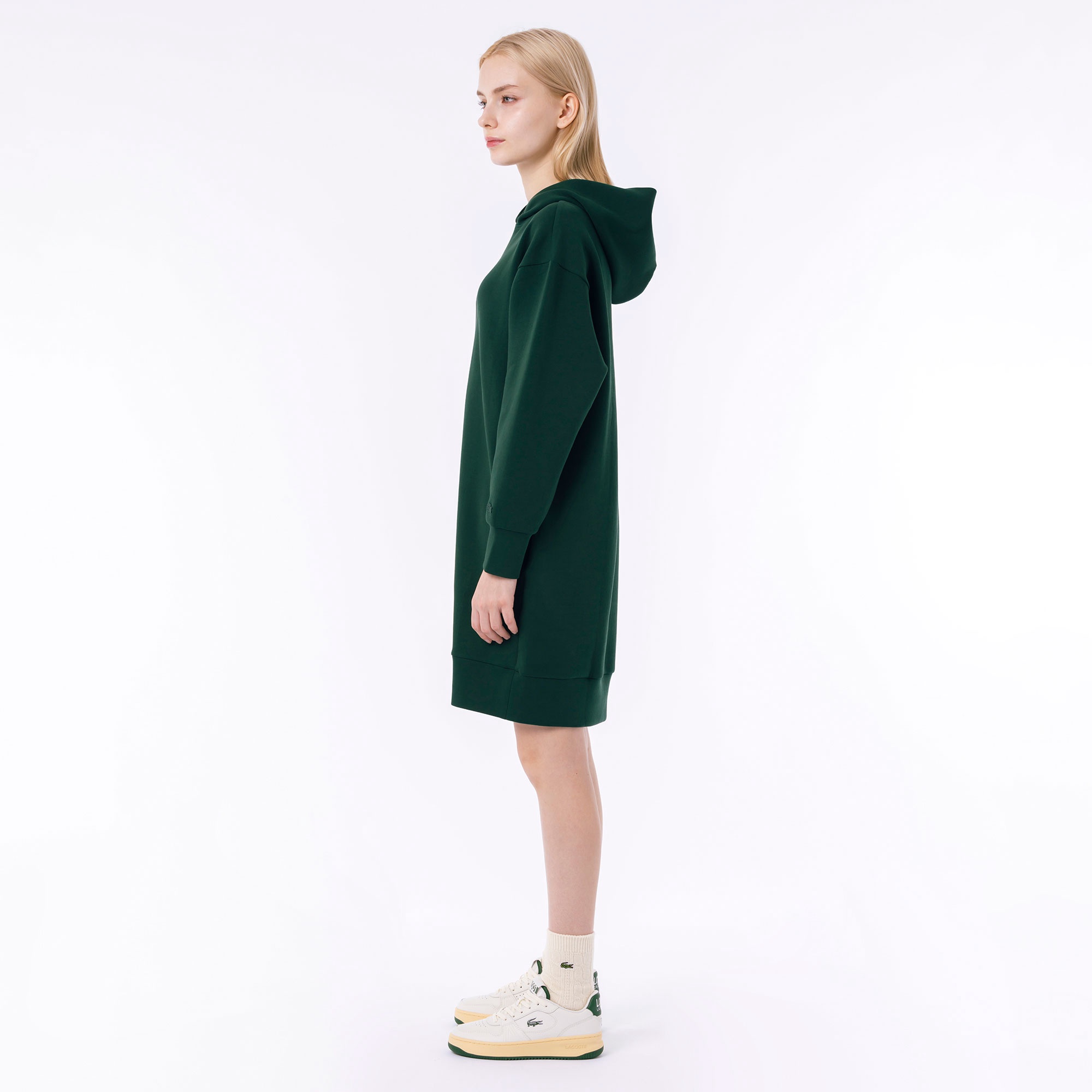 ブランドネームロゴステッチダブルフェイススウェットフーディードレス