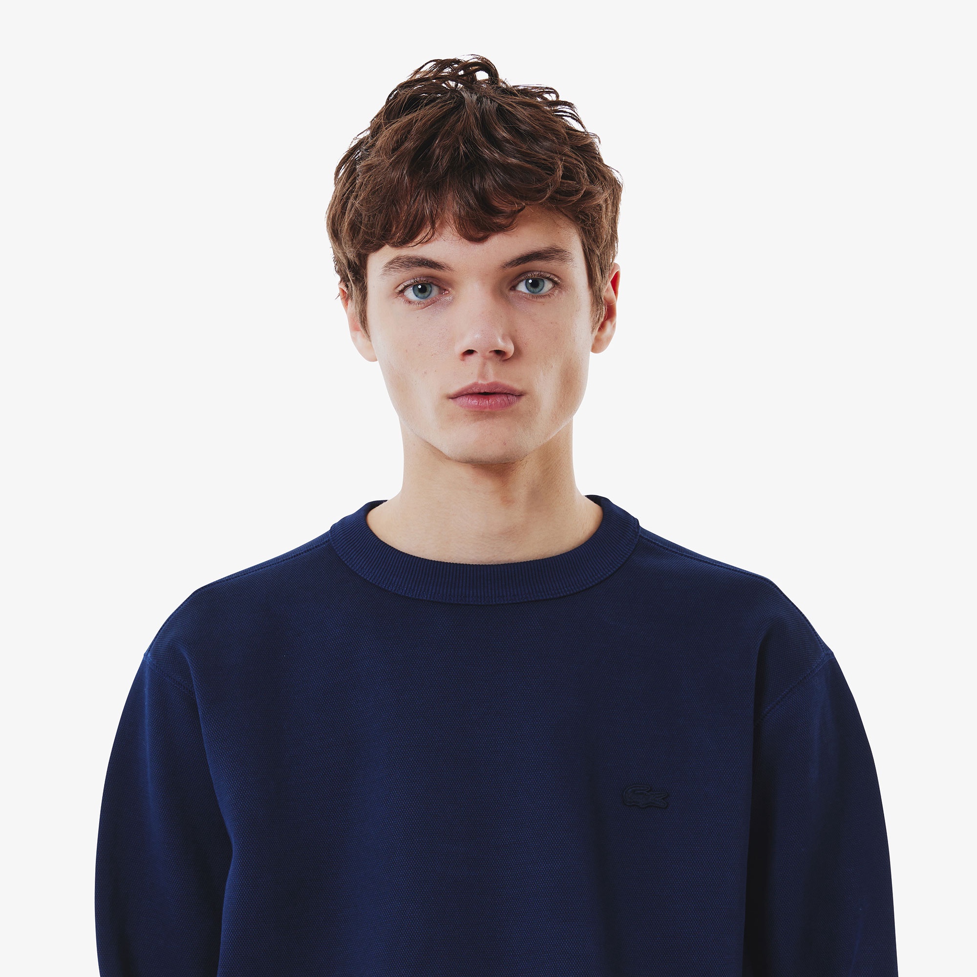 鹿の子ニットワントーンクルーネック