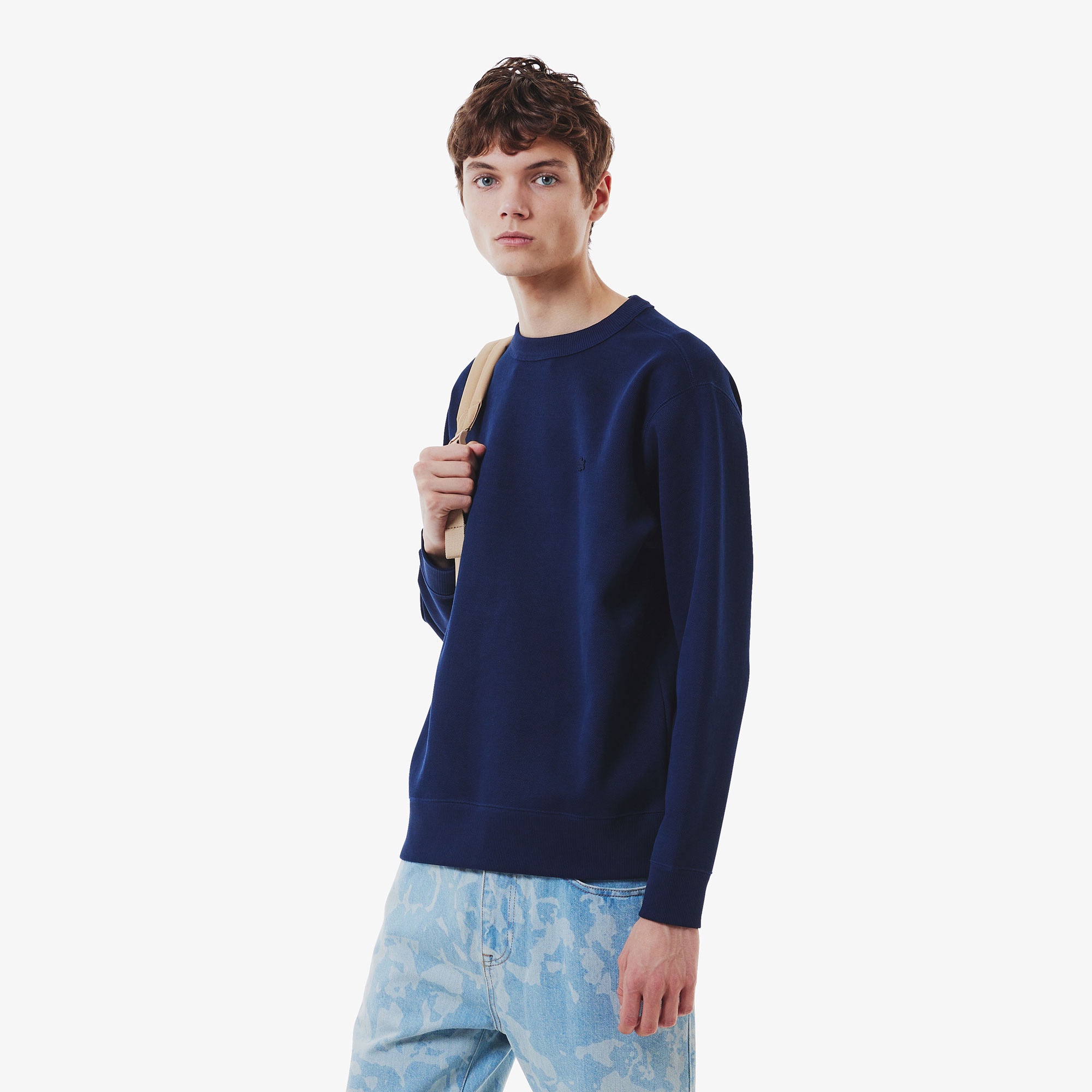 鹿の子ニットワントーンクルーネック