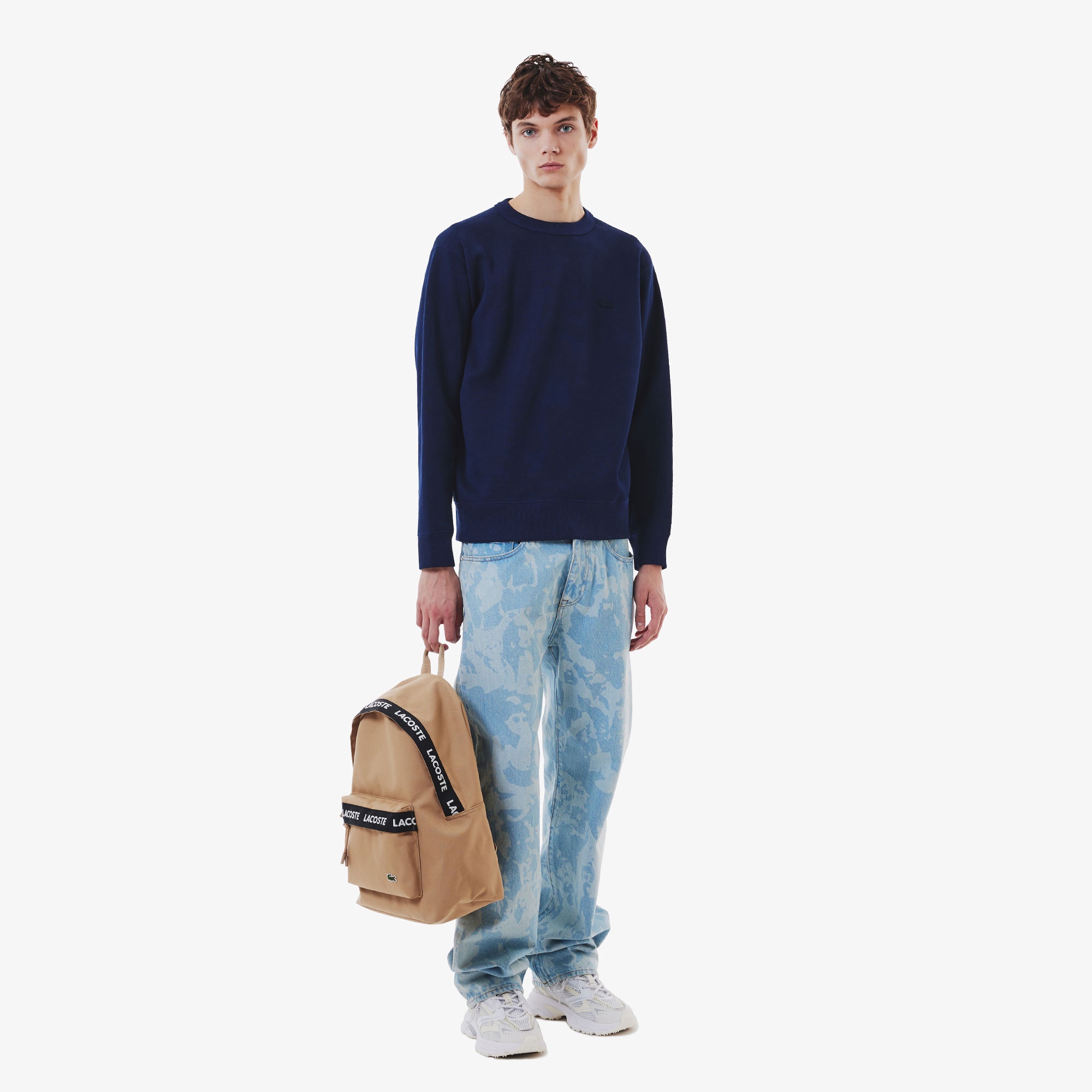 鹿の子ニットワントーンクルーネック