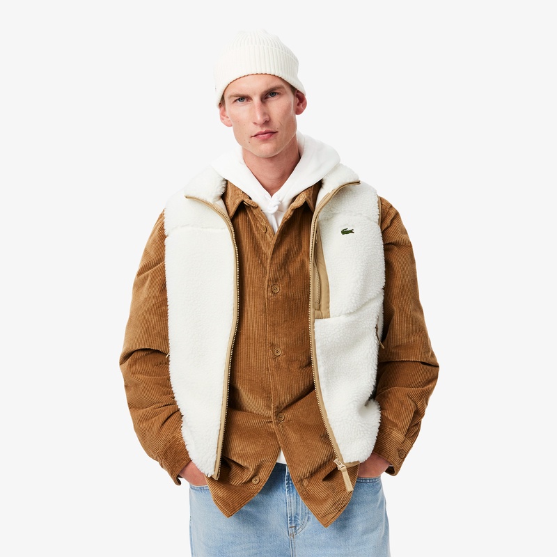 Lacoste シェルパフリースベスト ホワイト 5（L） bh2839-4kf-fn.