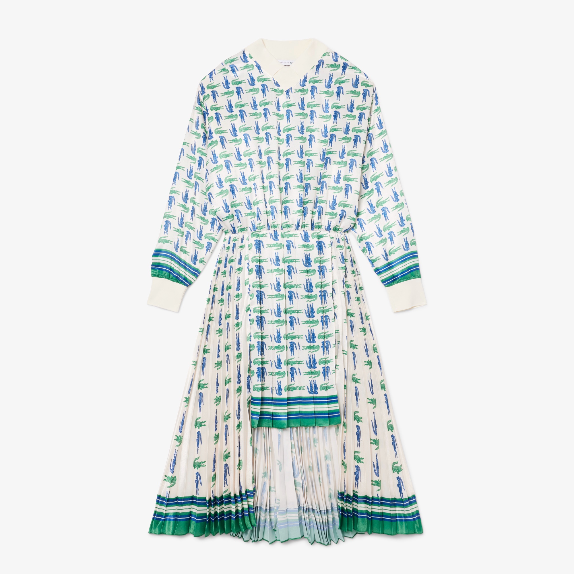 『FW24 Fashion Show』 プリーツサテンオールオーバーワニロゴドレス