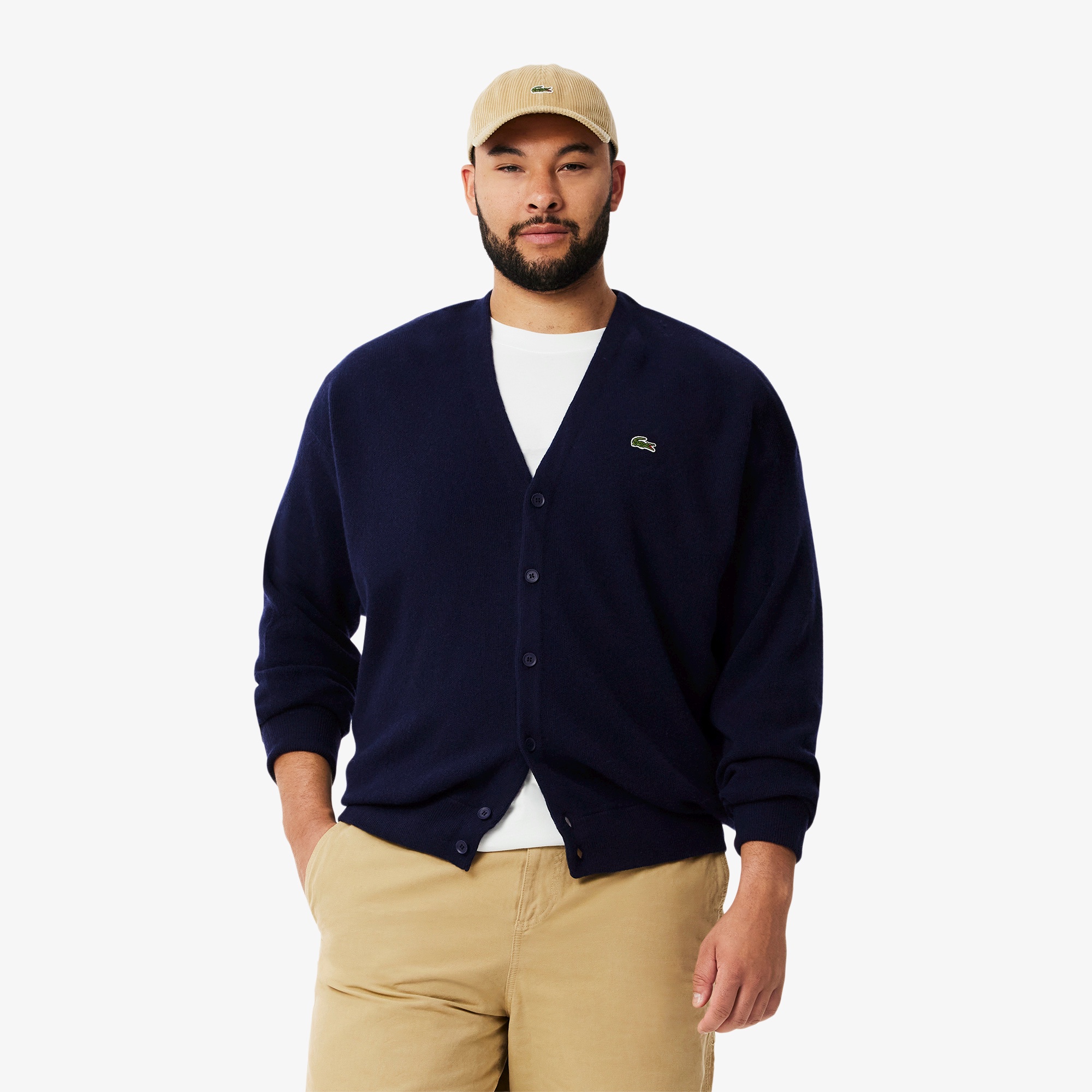 ガーター編みVネックカーディガン