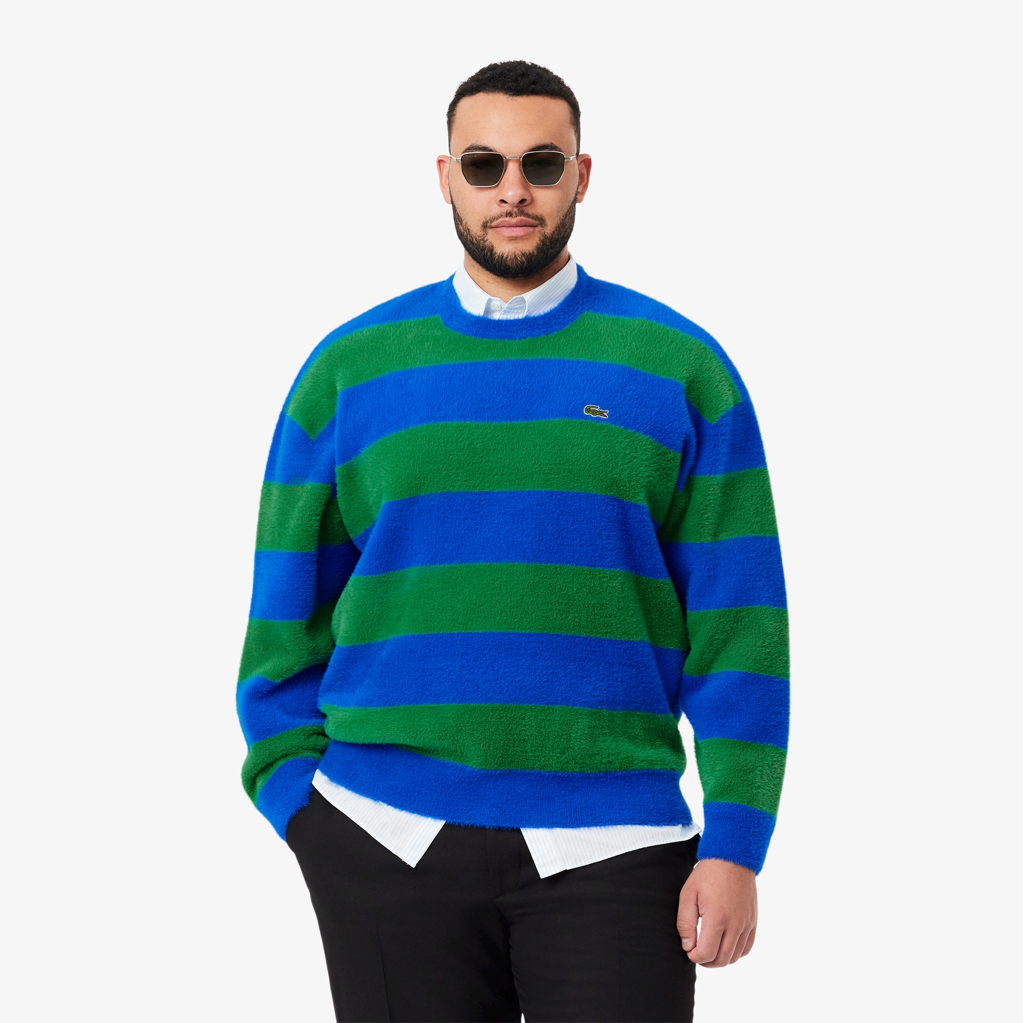 ボーダーシャギーニットセーター