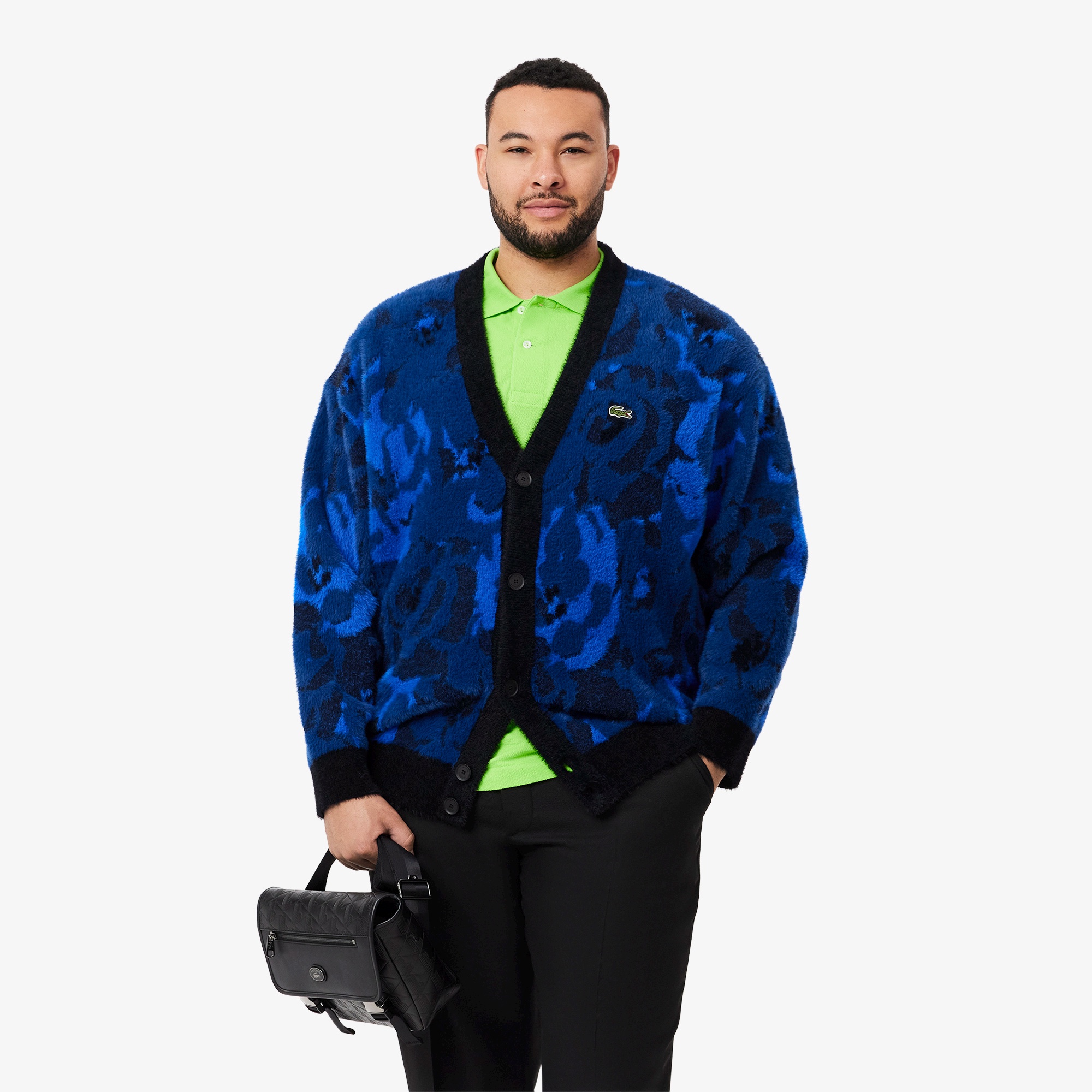 フローラルジャカードシャギーニットカーディガン