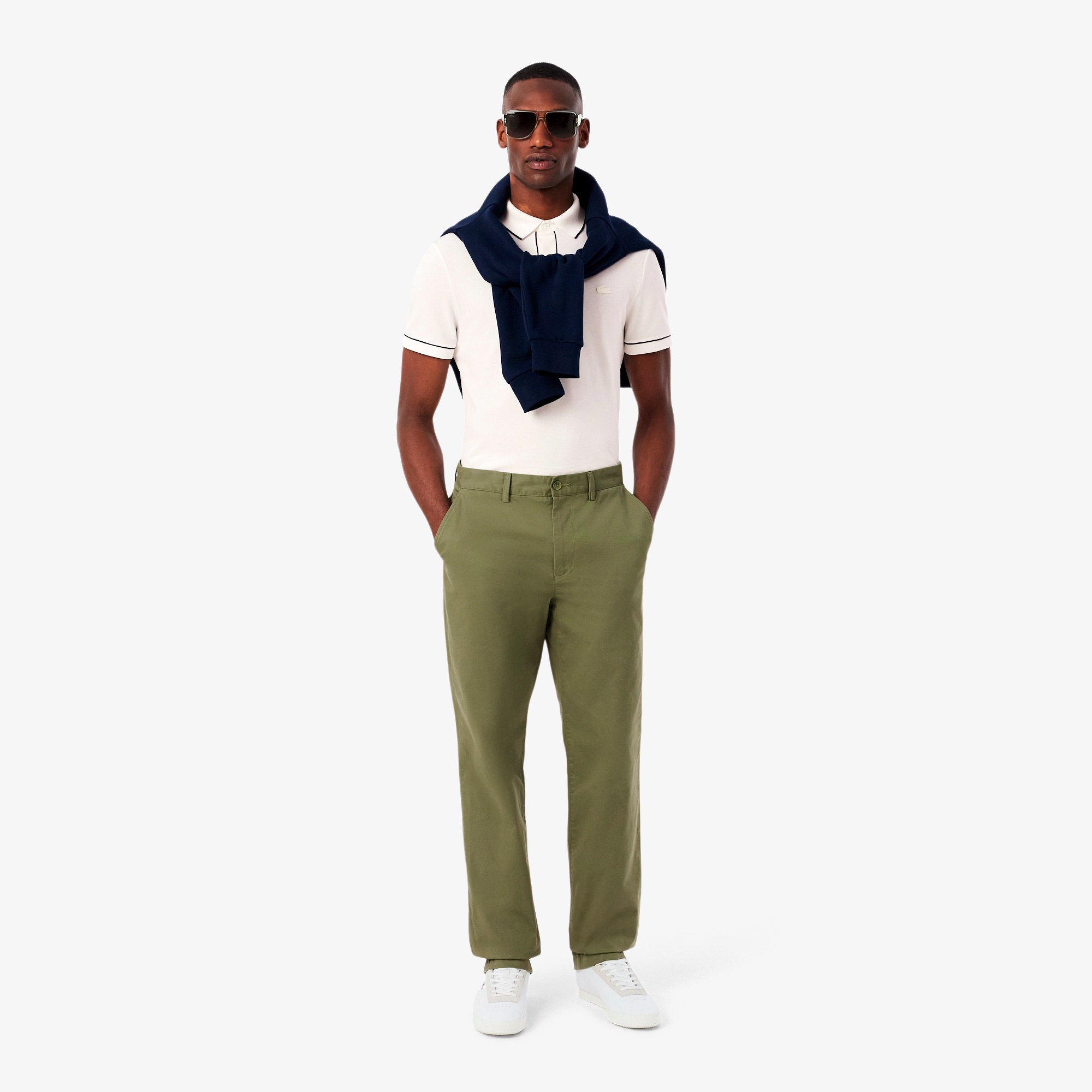 配色パイピング比翼ポロシャツ