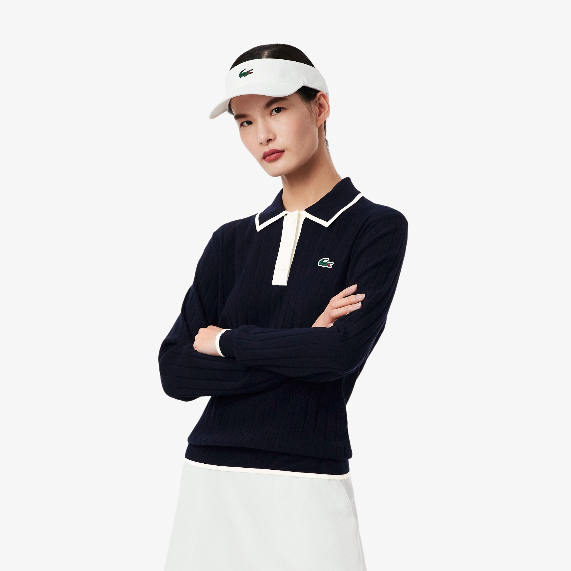 新品未使用品　［最終価格箱無し］ ラコステニットポロシャツ　レディースＬサイズ LACOSTE ポロシャツ ポロ モノグラムジャカードコットンニット