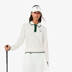 ラコステ LACOSTE ボックスシルエット タートルネックセーター ニット 長袖 ワンポイント 34 白 ホワイト AF436EL /AN36 レディース LACOSTE ラコステ ボックスシルエット タートルネックセーター