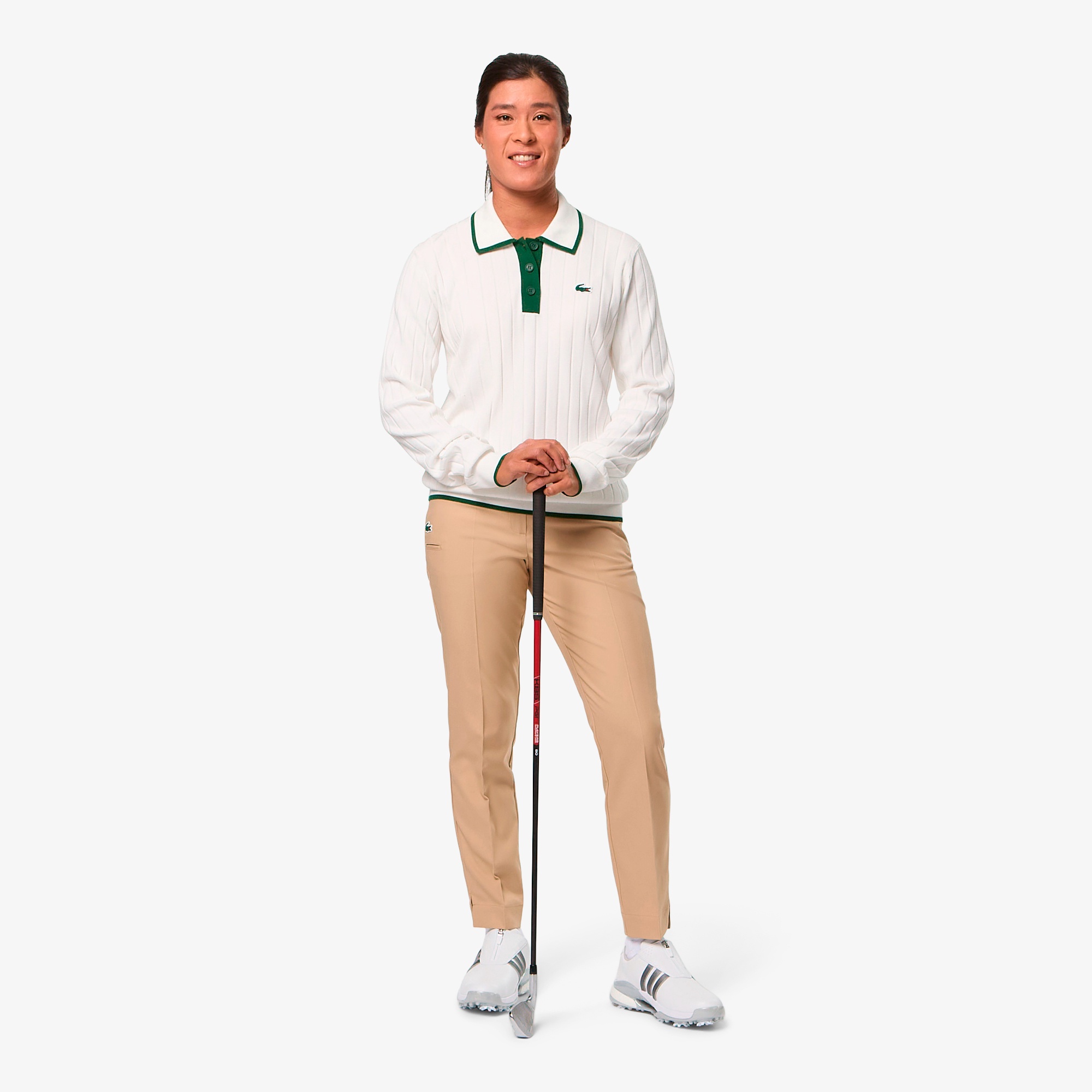 バイカラーポロカラーゴルフニット