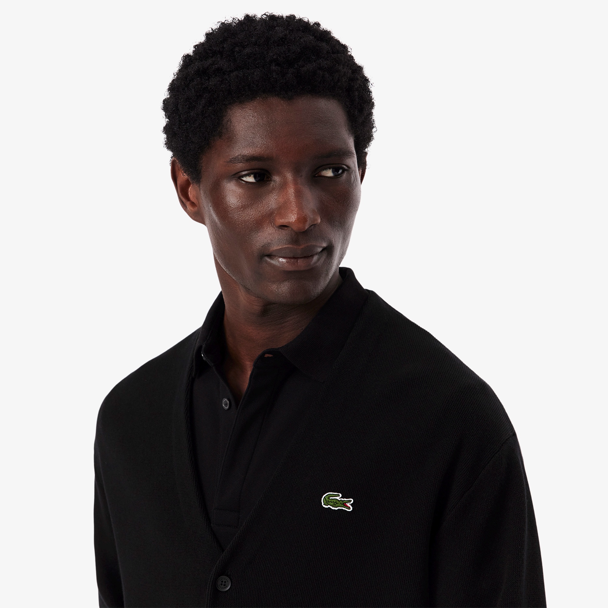 リブニットステッチコットンニットカーディガン