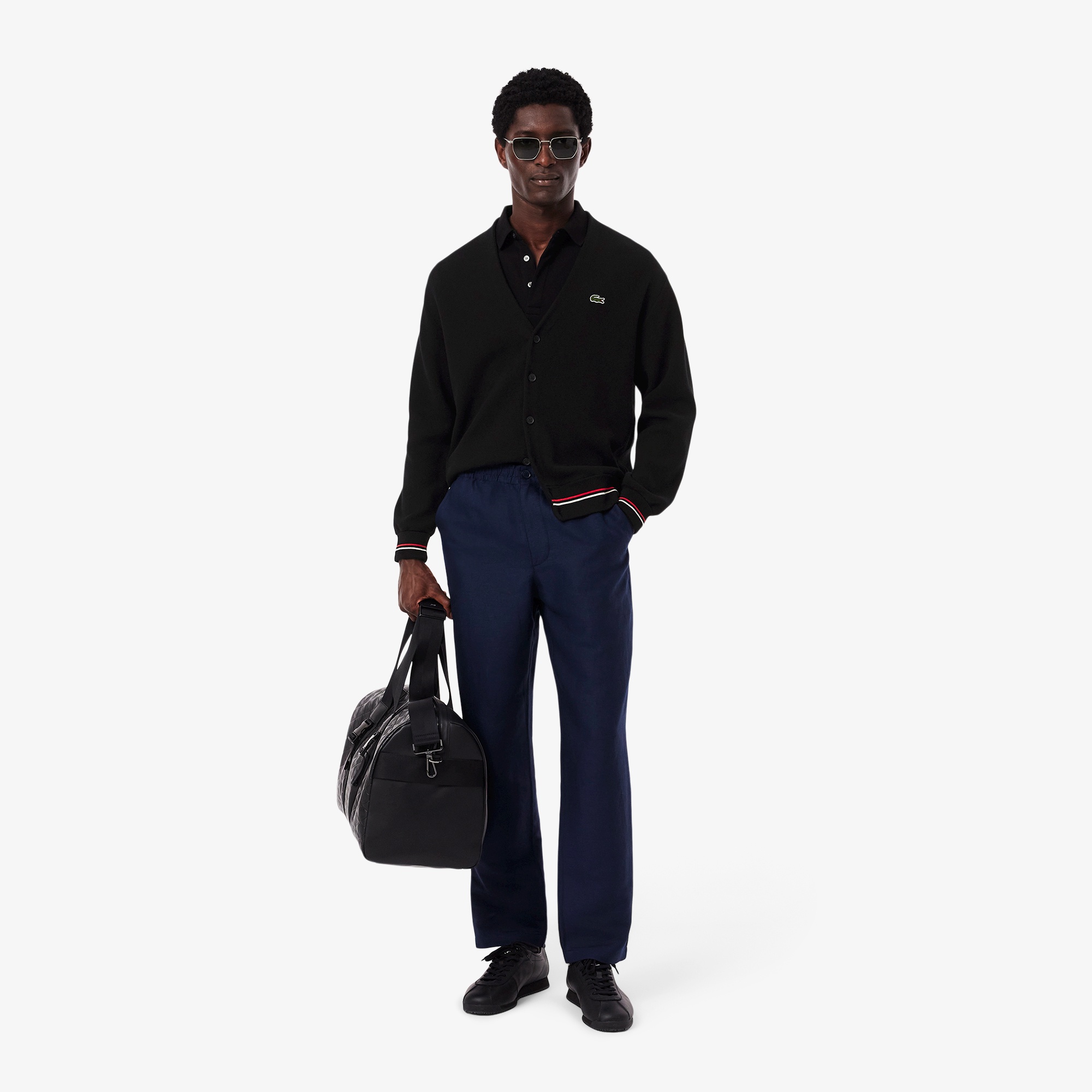 リブニットステッチコットンニットカーディガン