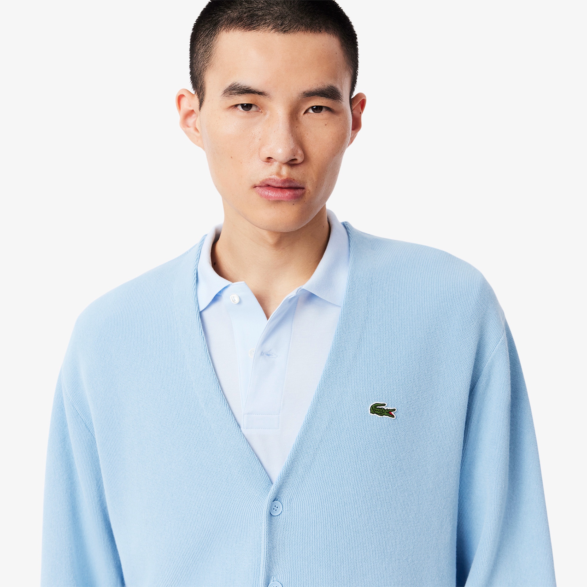 リブニットステッチコットンニットカーディガン