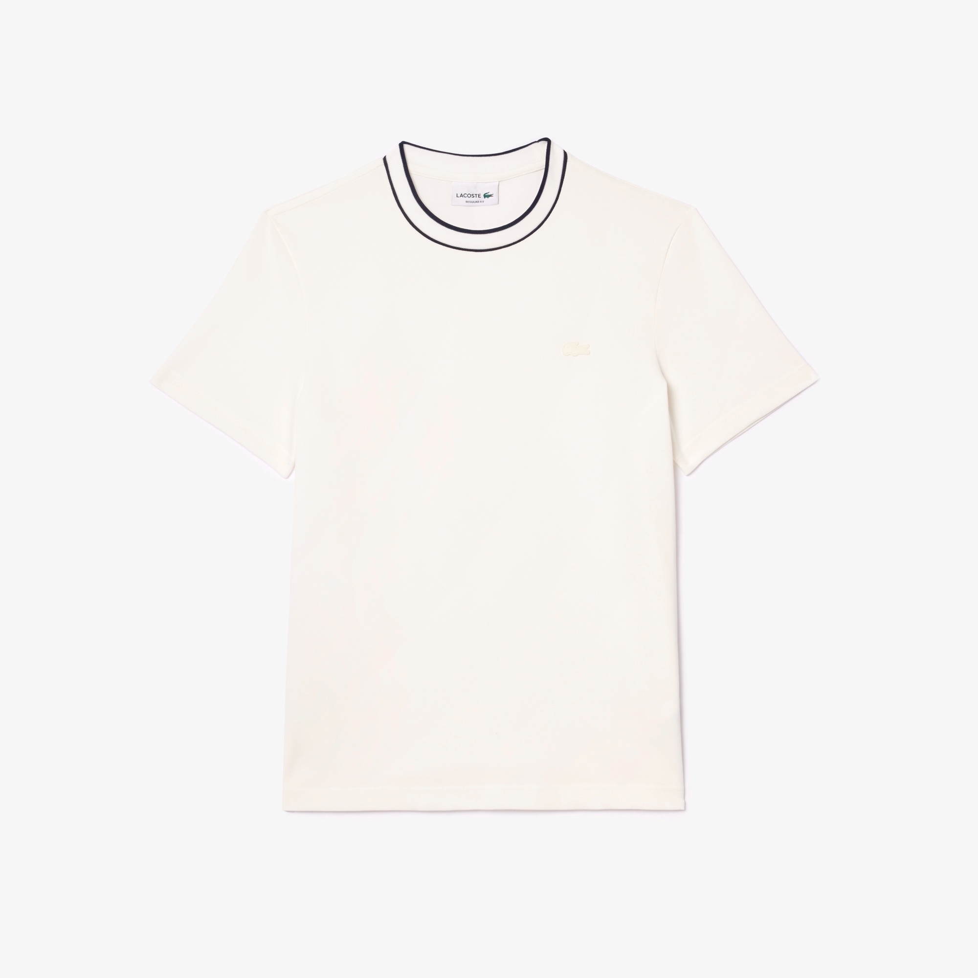 ラインドリブネック鹿の子地Tシャツ