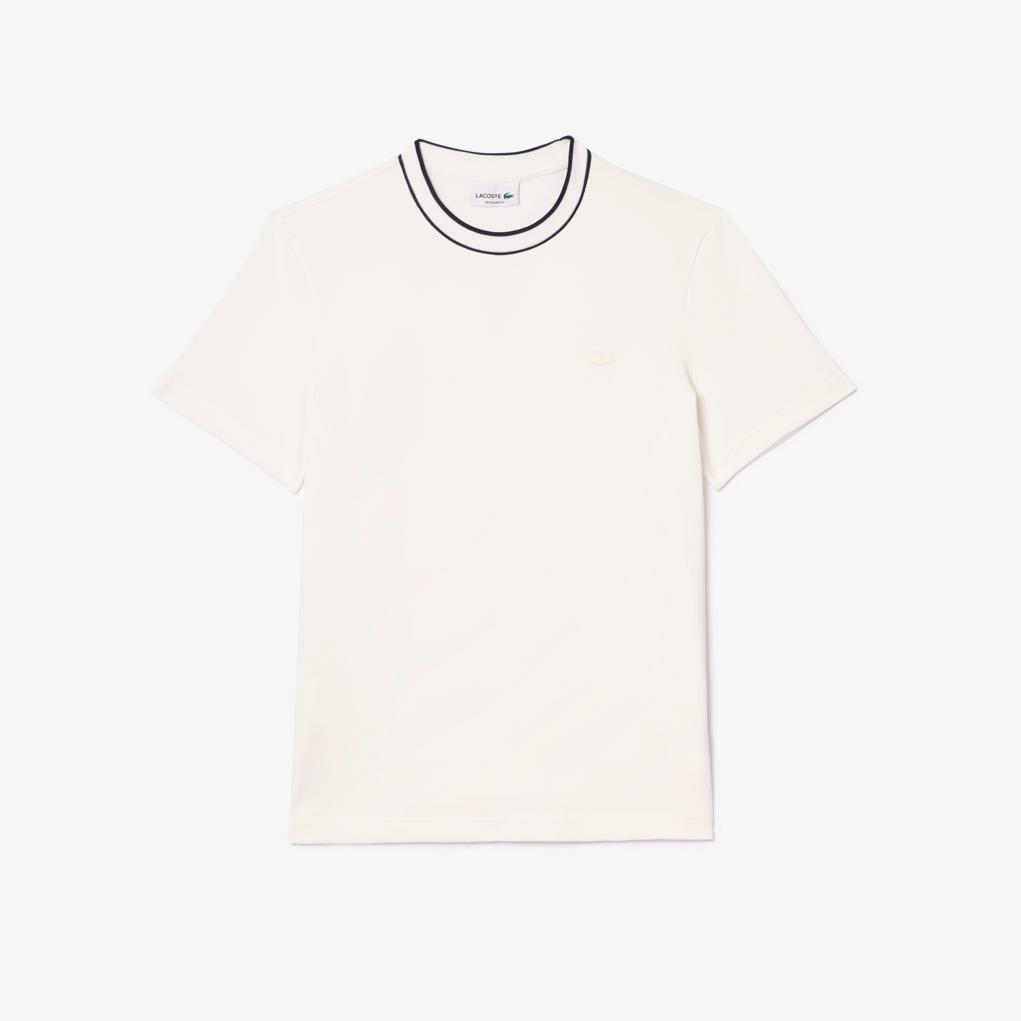 ラインドリブネック鹿の子地Tシャツ