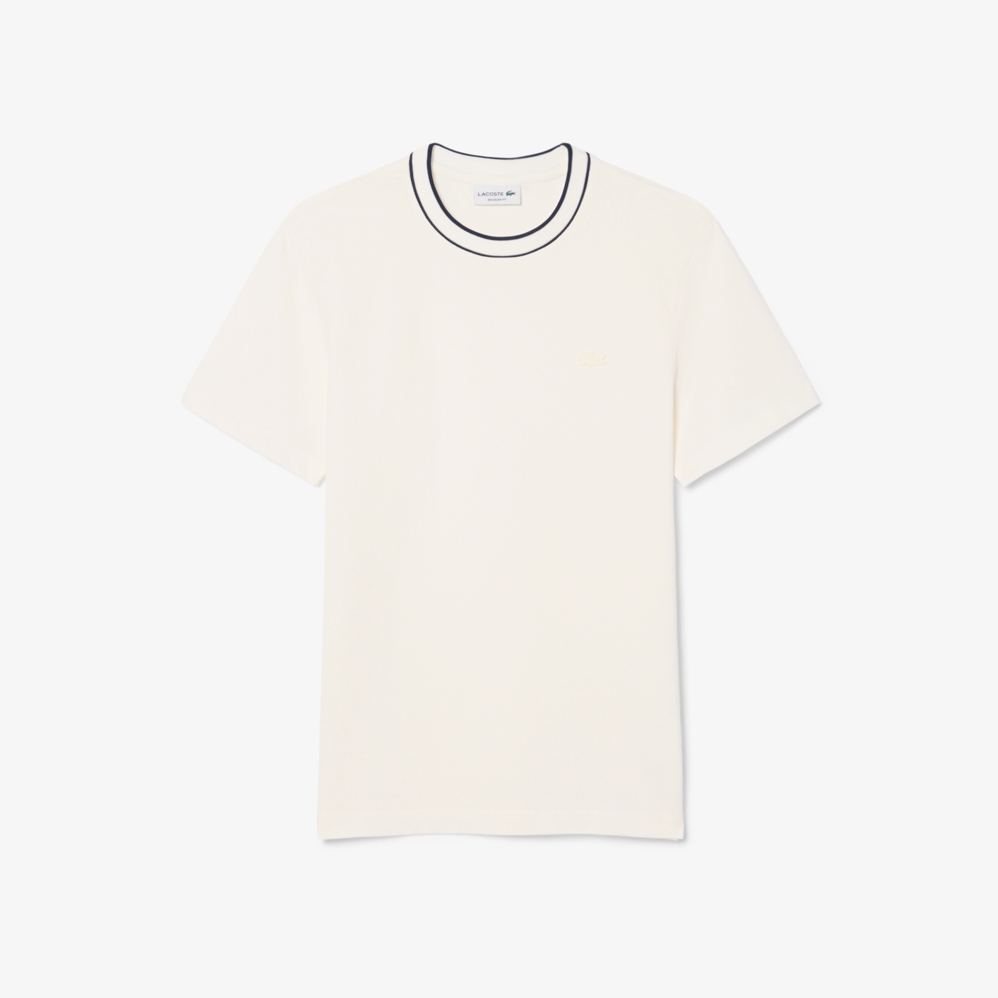 ラインドリブネック鹿の子地Tシャツ