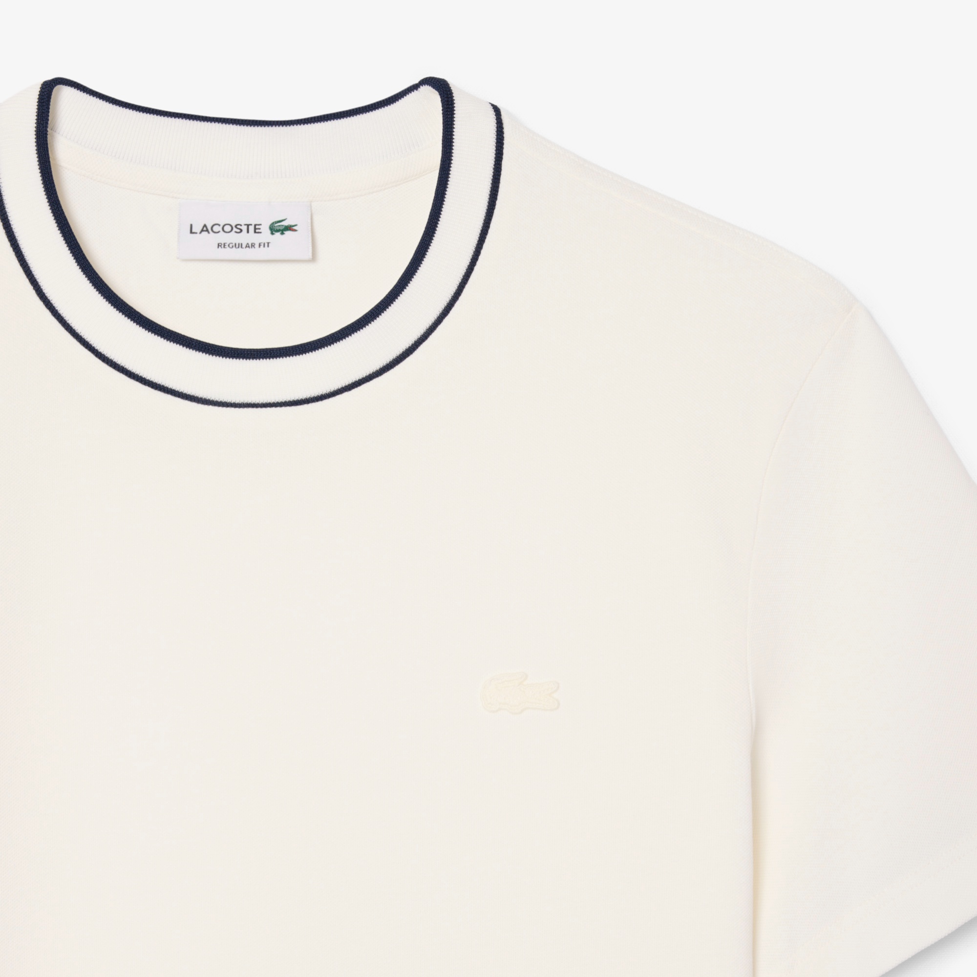ラインドリブネック鹿の子地Tシャツ