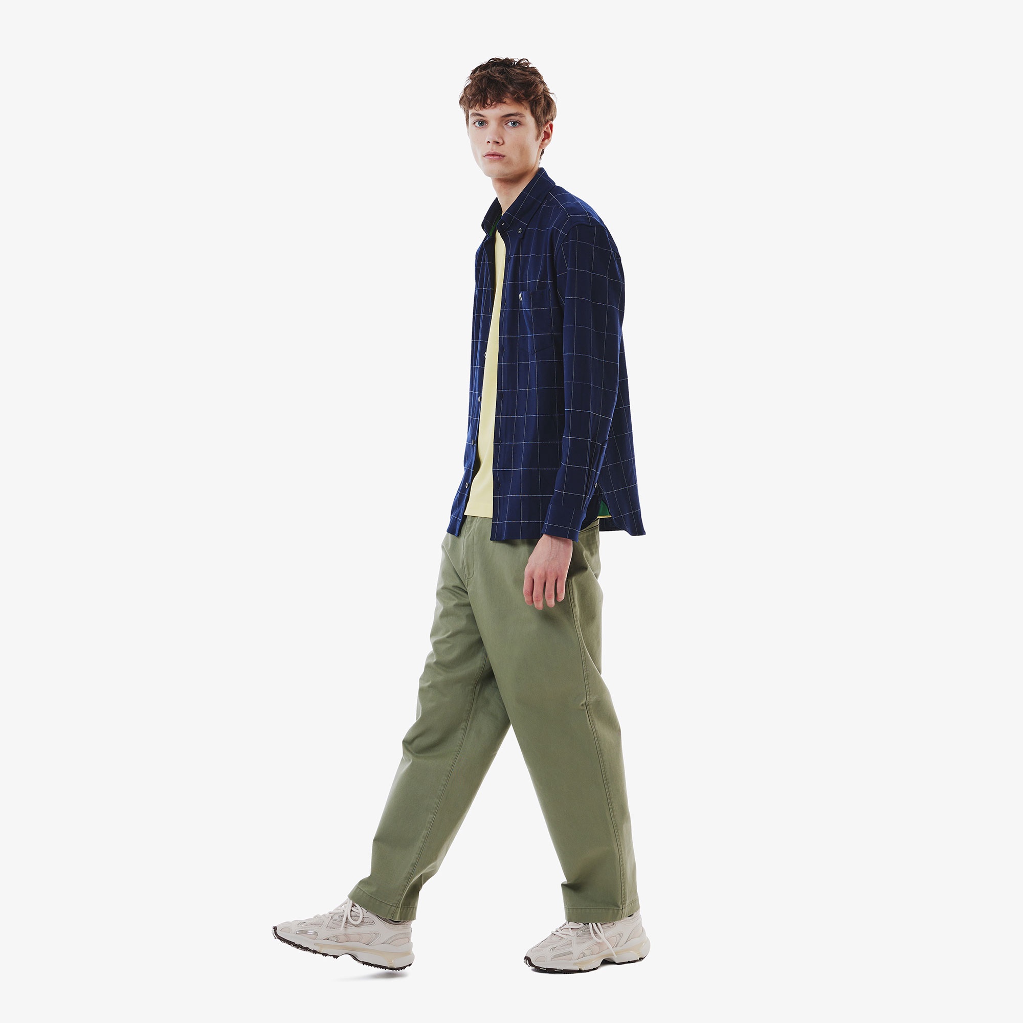 グラフチェックジャージボタンダウンシャツ