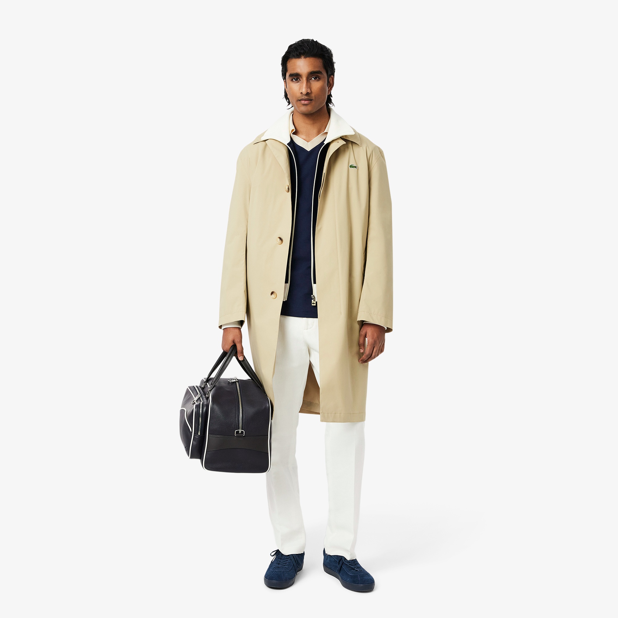 メッシュショルダーオープンネックシャツ