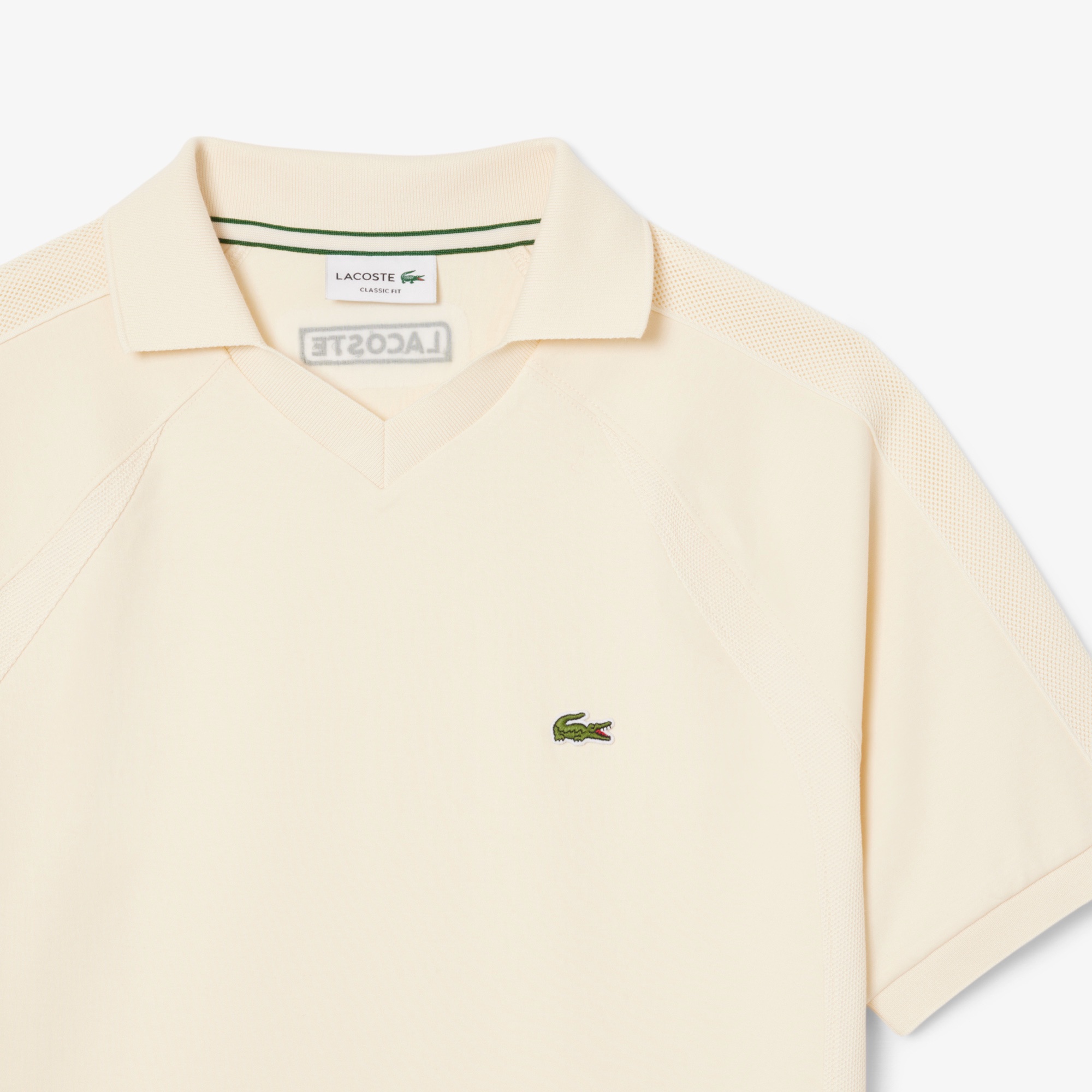 メッシュショルダーオープンネックシャツ