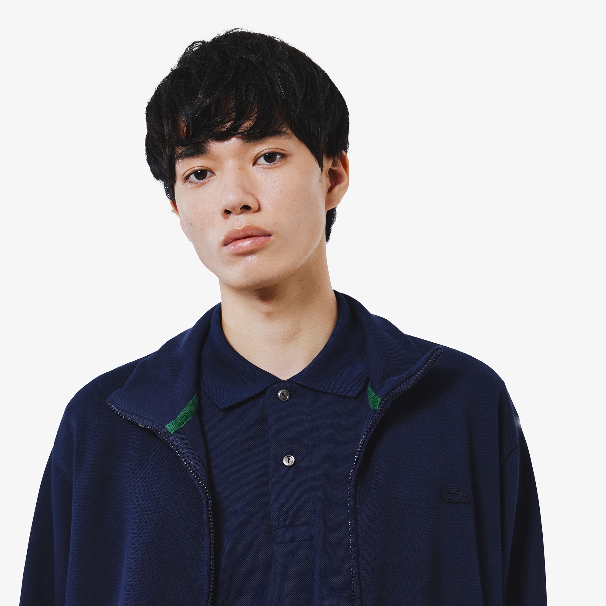 鹿の子ジップニット