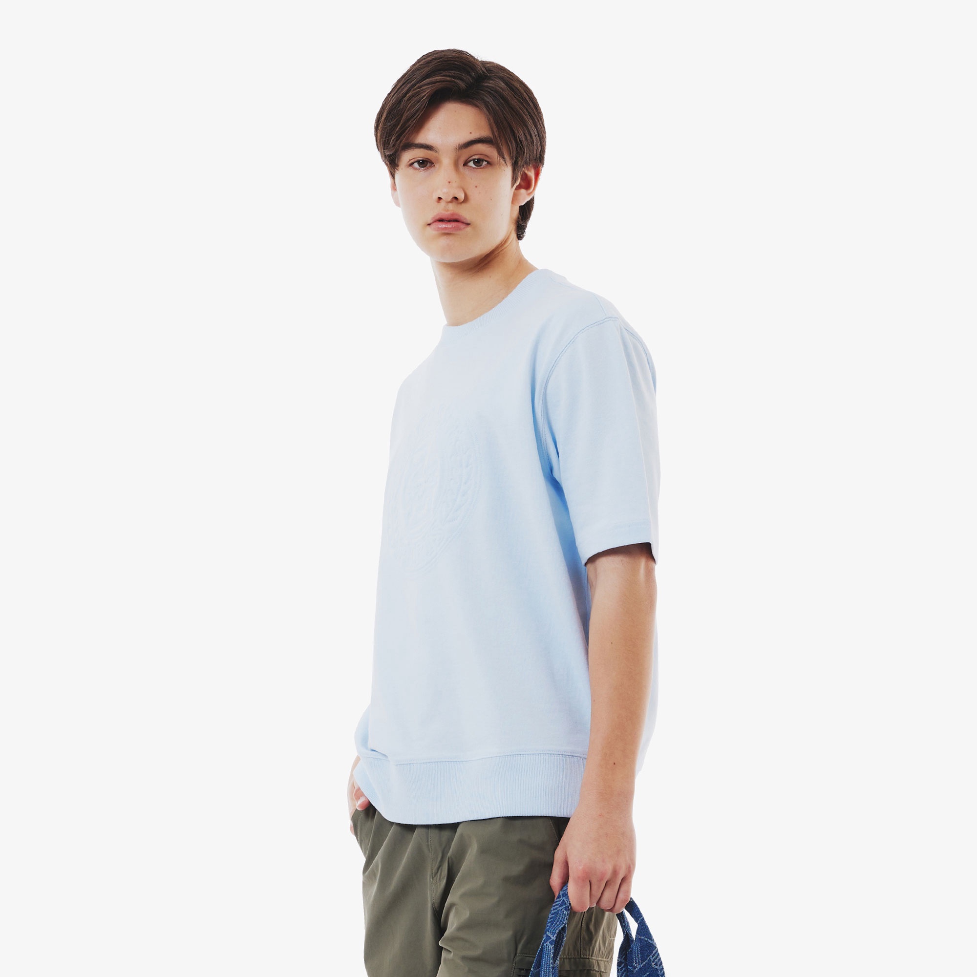 トーン・オン・トーンステッチ半袖スウェット