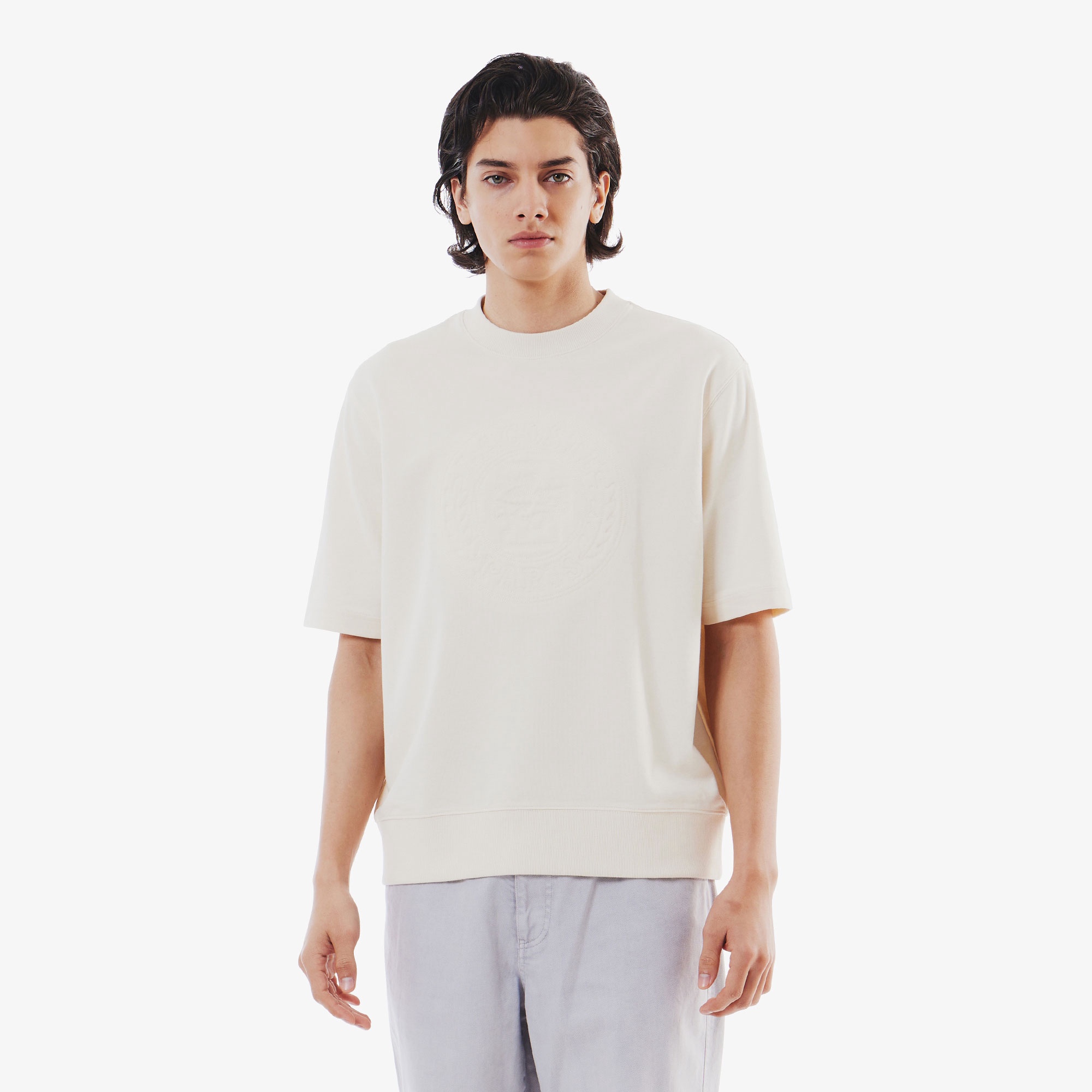 トーン・オン・トーンステッチ半袖スウェット