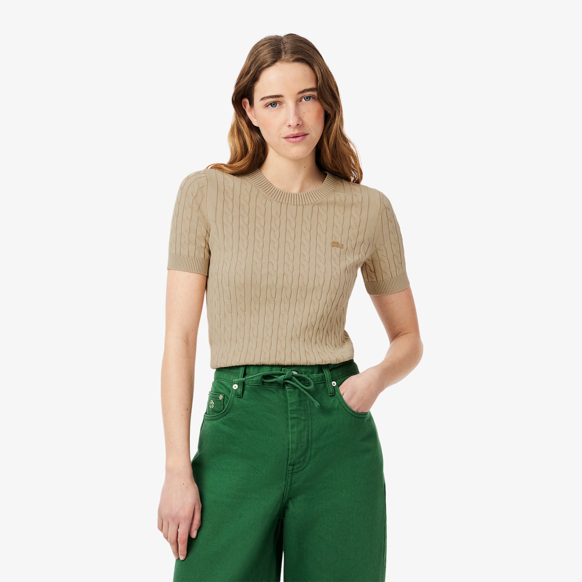 シンプル＆モード！雑誌掲載【LACOSTE】ケーブルニットＴシャツ ケーブルニットTシャツ AF9277 - ラコステ（LACOSTE）公式