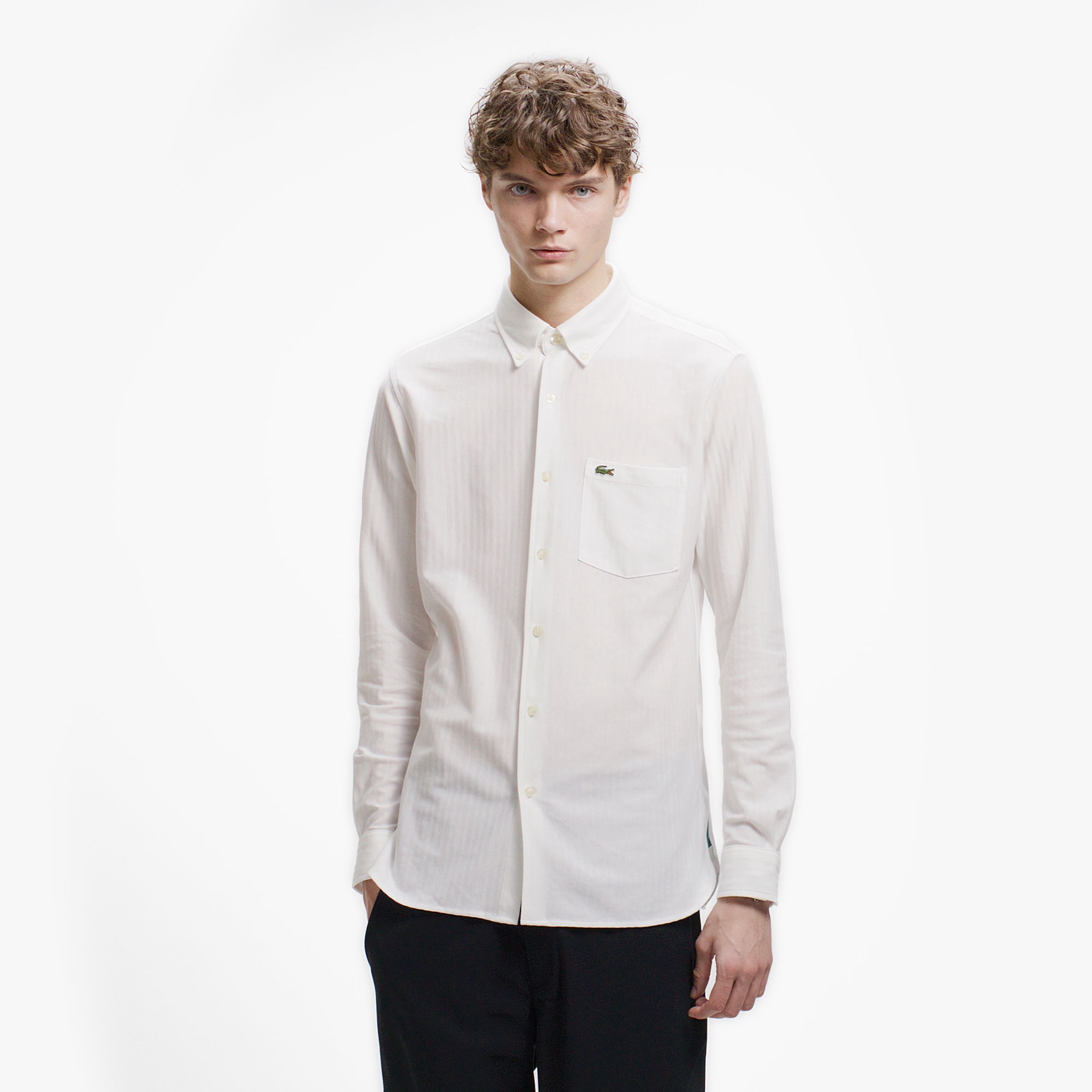 ジャカードストライプボタンダウンジャージシャツ