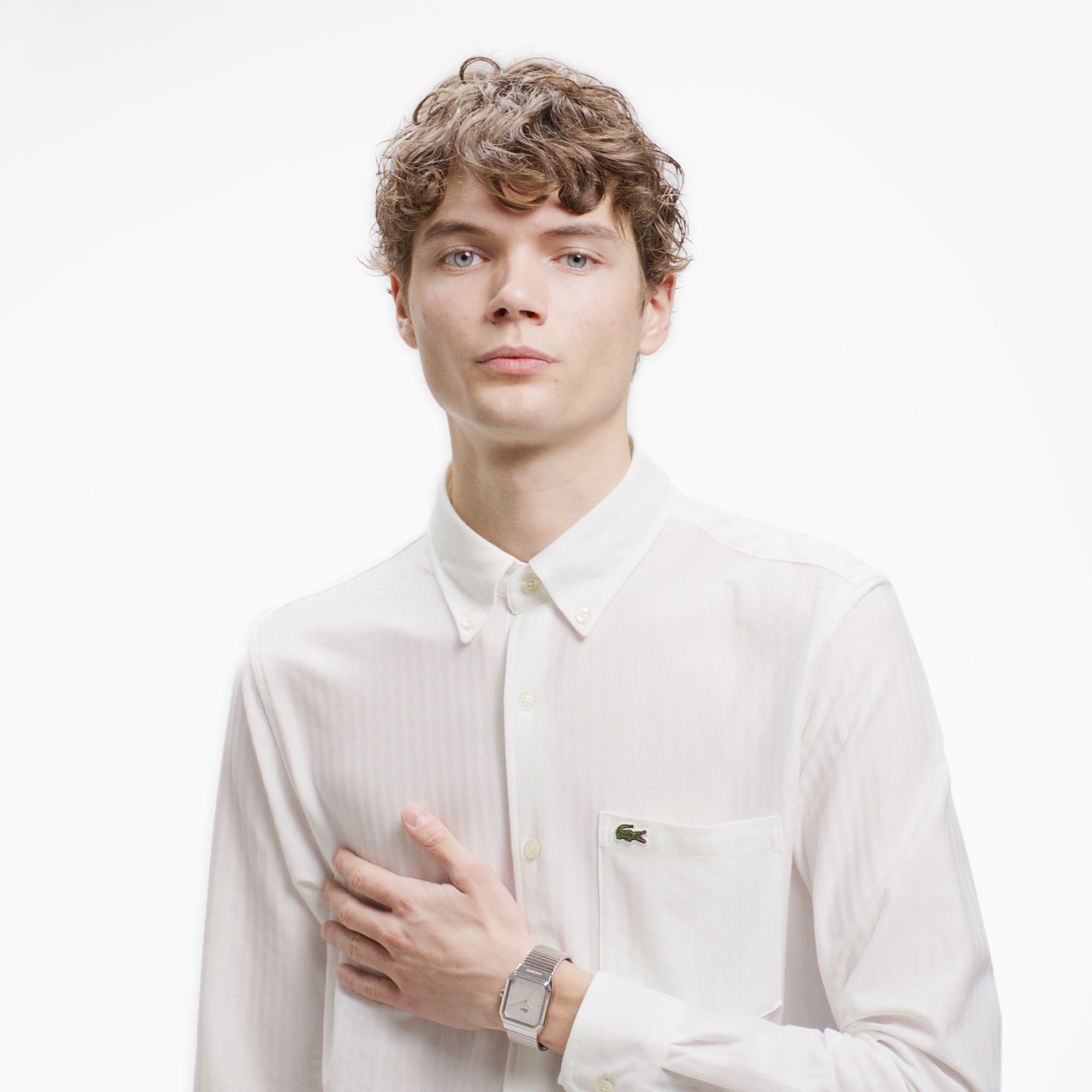 ジャカードストライプボタンダウンジャージシャツ