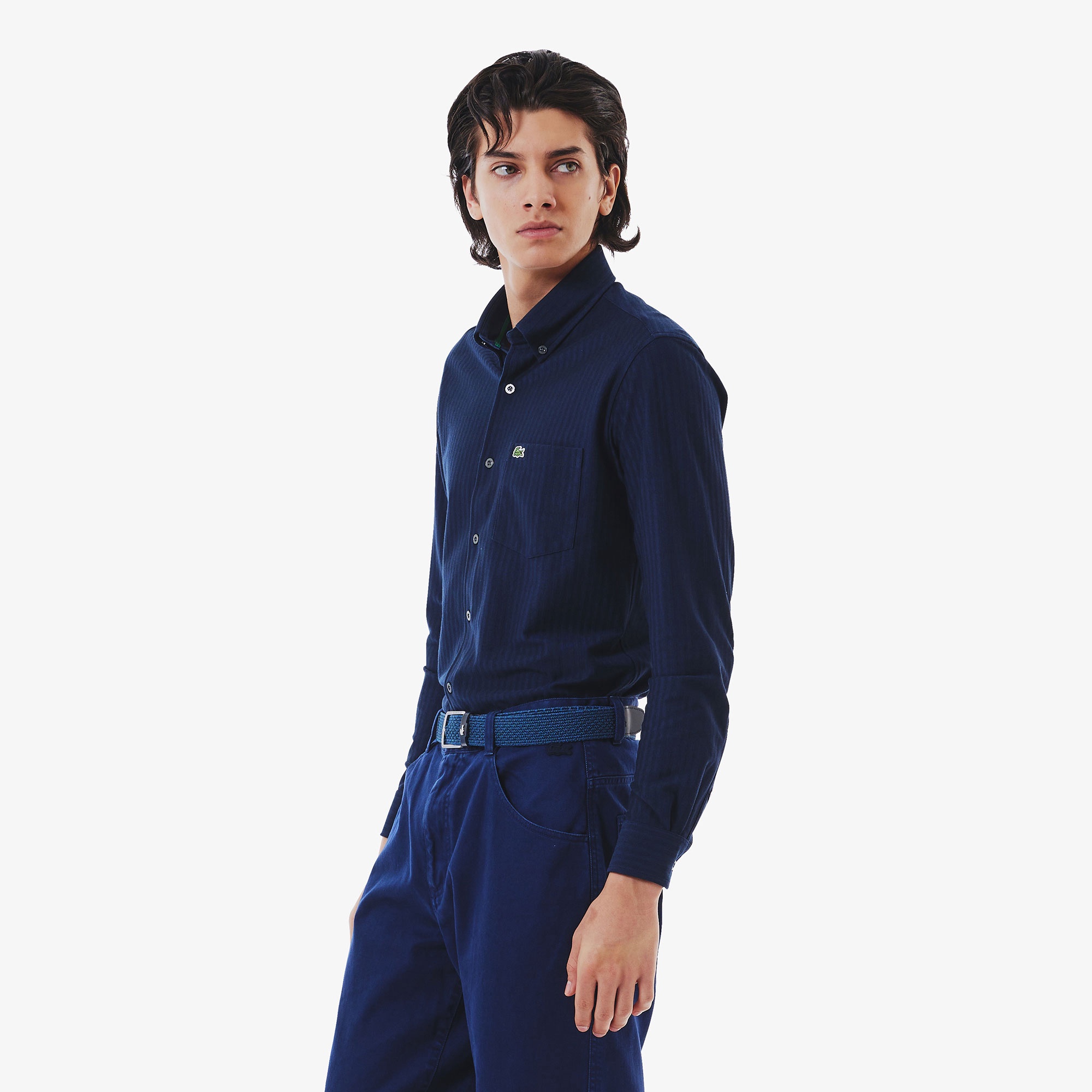 ジャカードストライプボタンダウンジャージシャツ