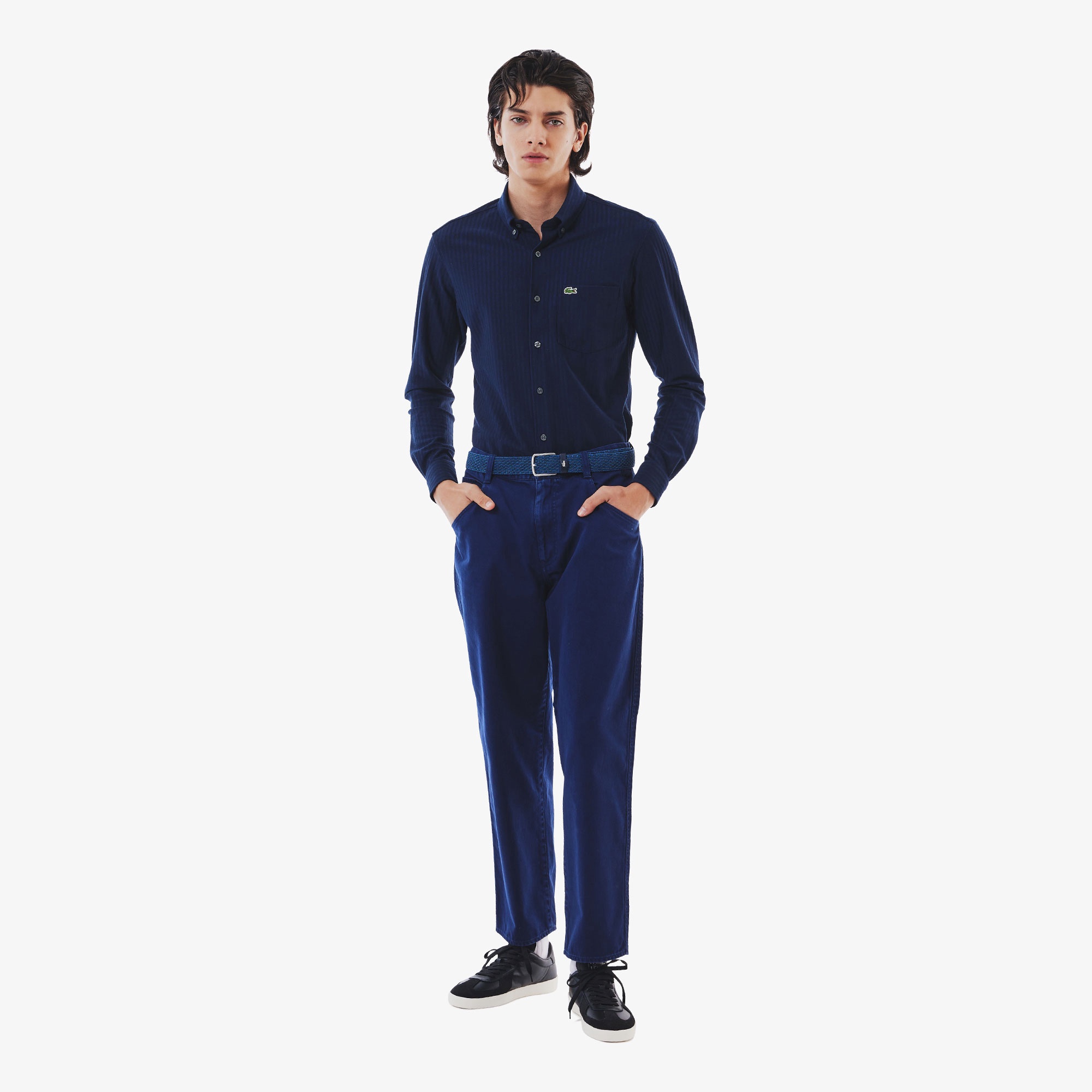 ジャカードストライプボタンダウンジャージシャツ