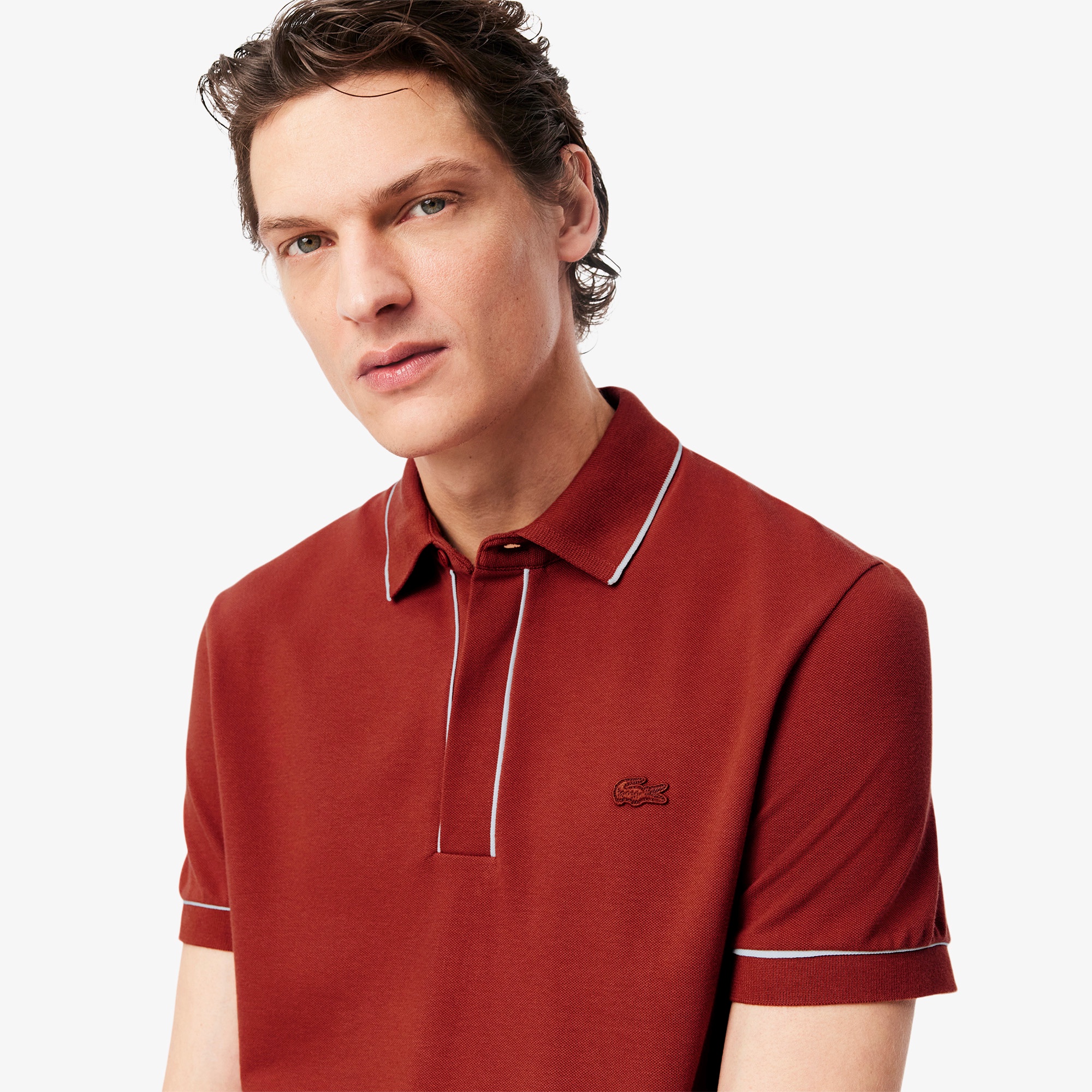 配色パイピング比翼ポロシャツ