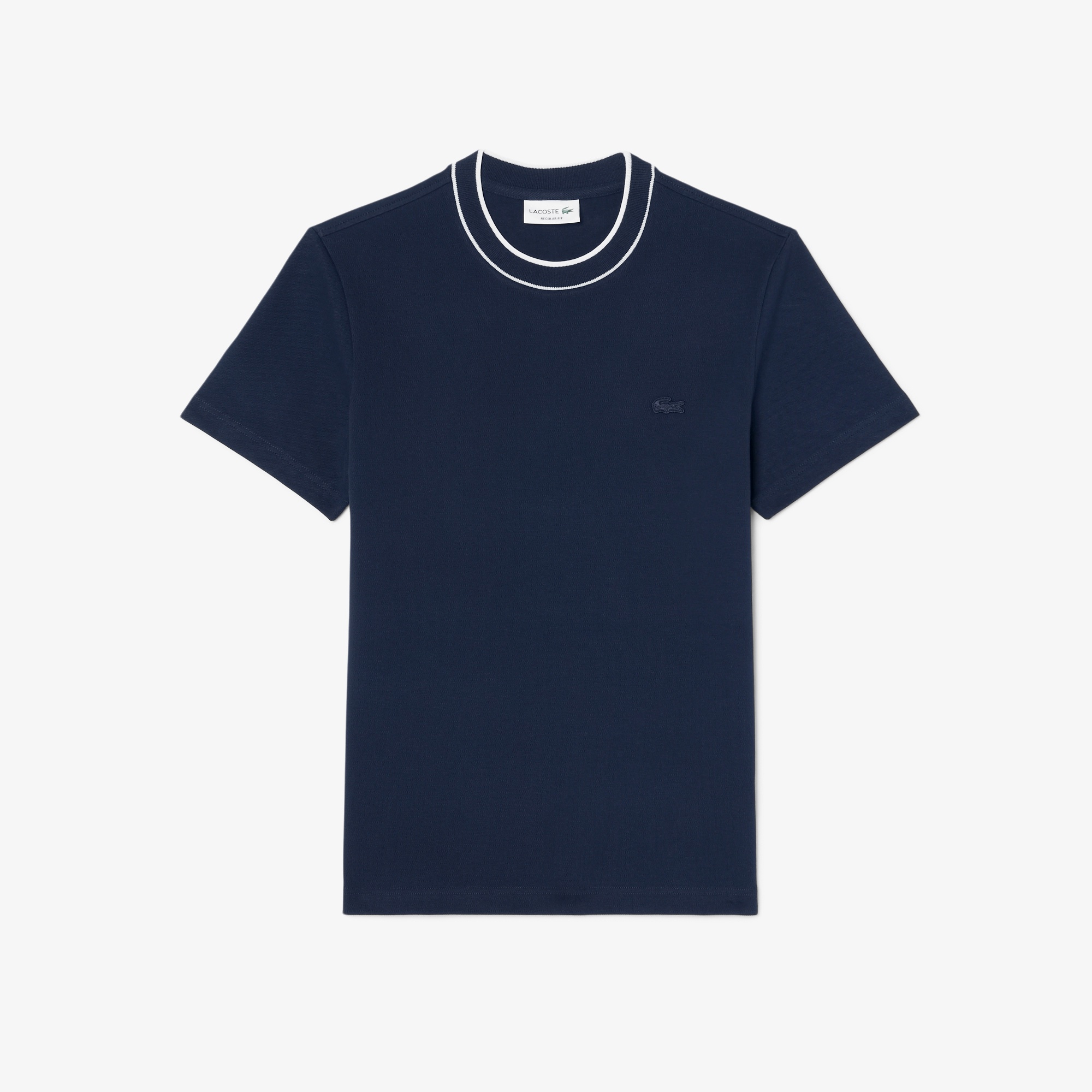 ラインドリブネック鹿の子地Tシャツ