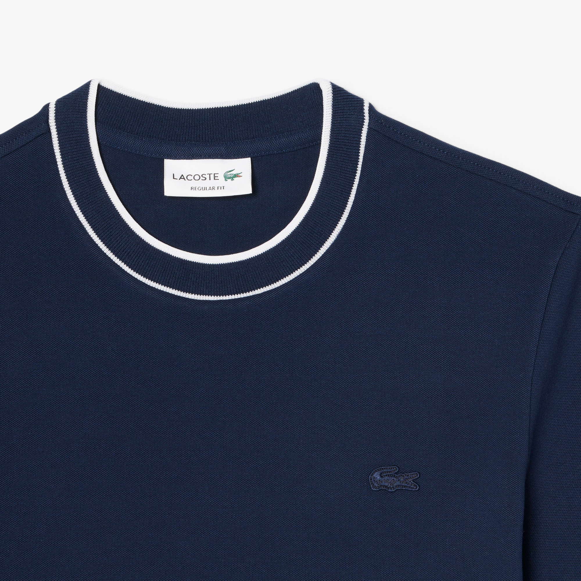 ラインドリブネック鹿の子地Tシャツ