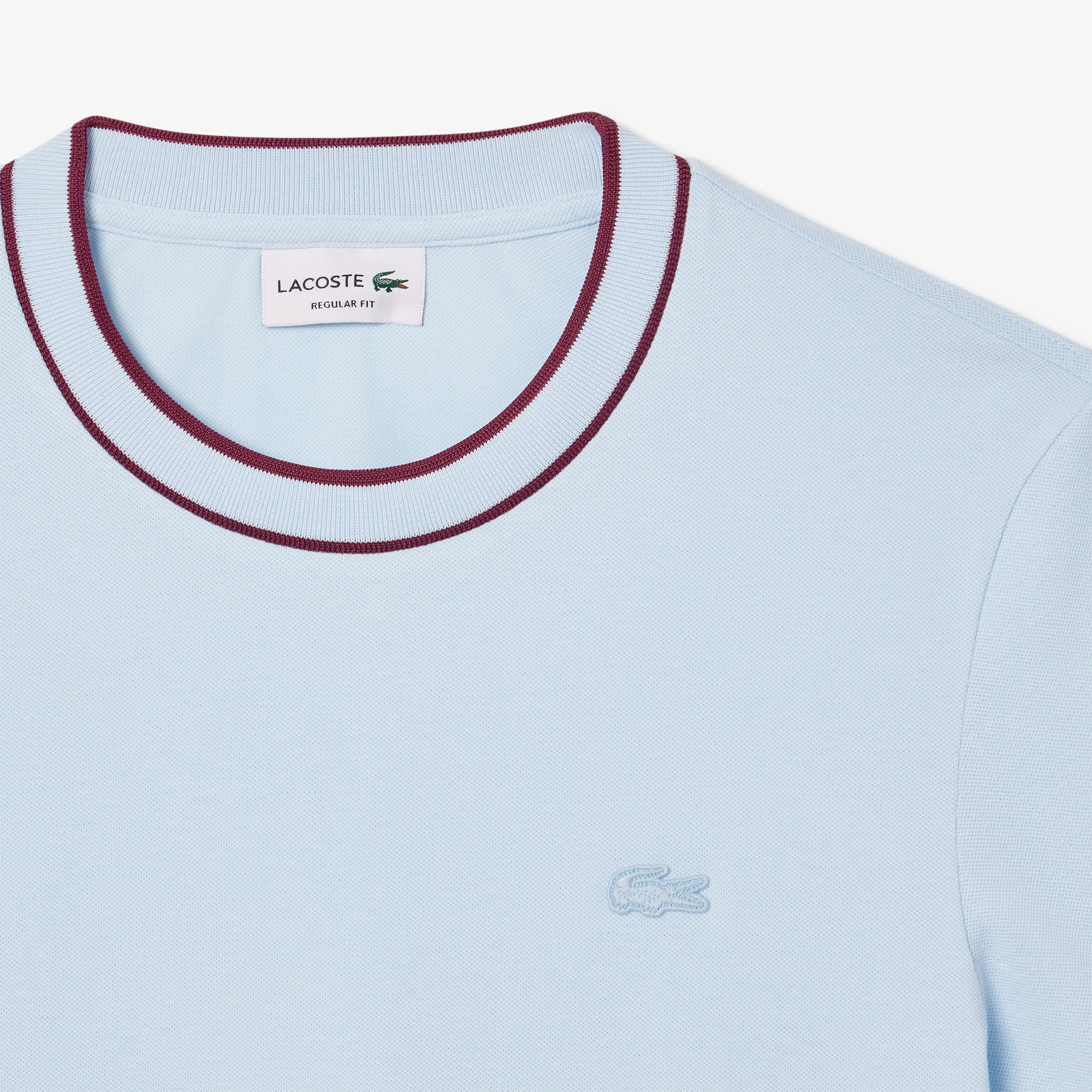 ラインドリブネック鹿の子地Tシャツ